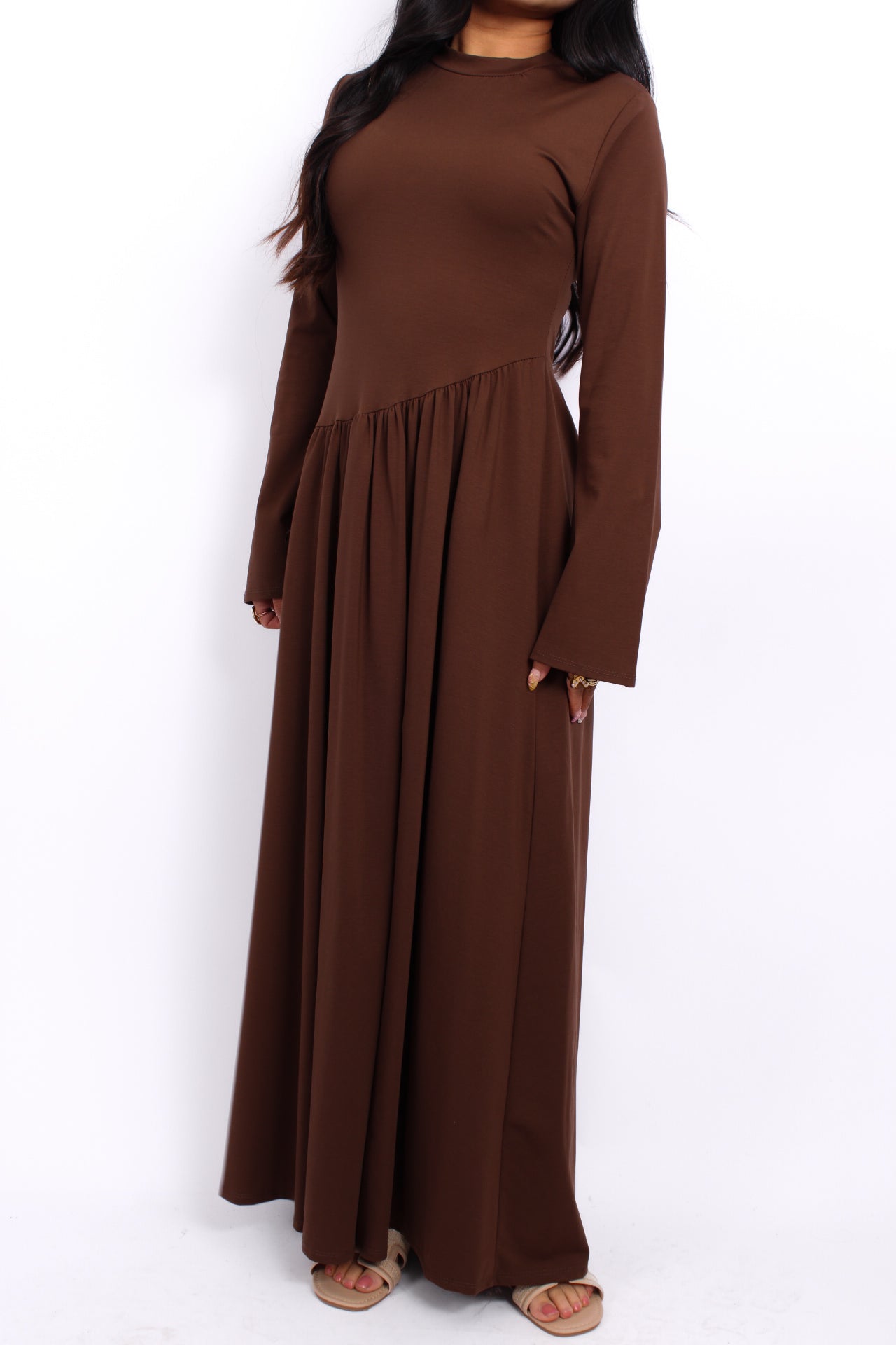 ON THE DAILY DRESS LONG SLEEVE - BROWN