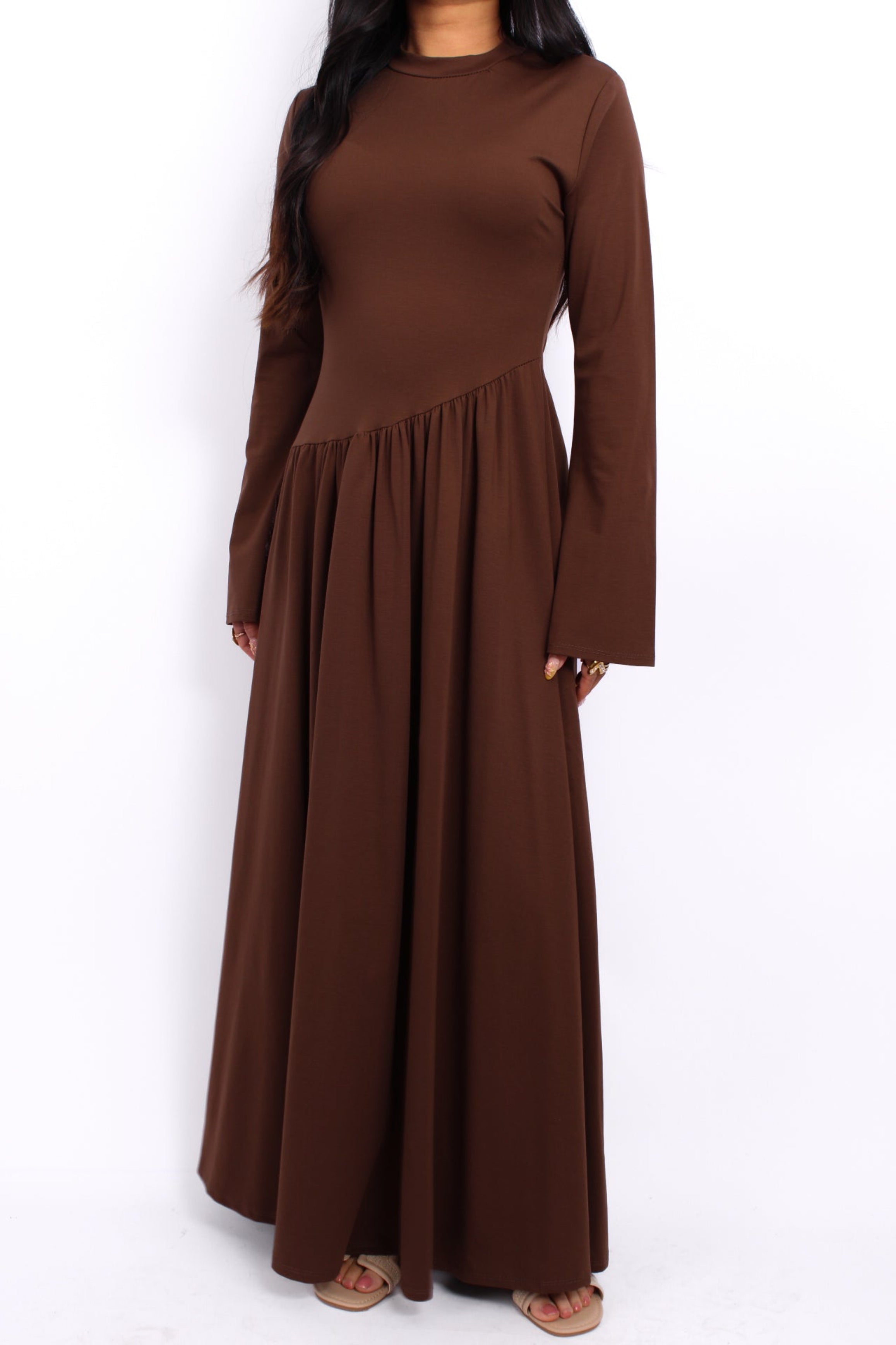 ON THE DAILY DRESS LONG SLEEVE - BROWN