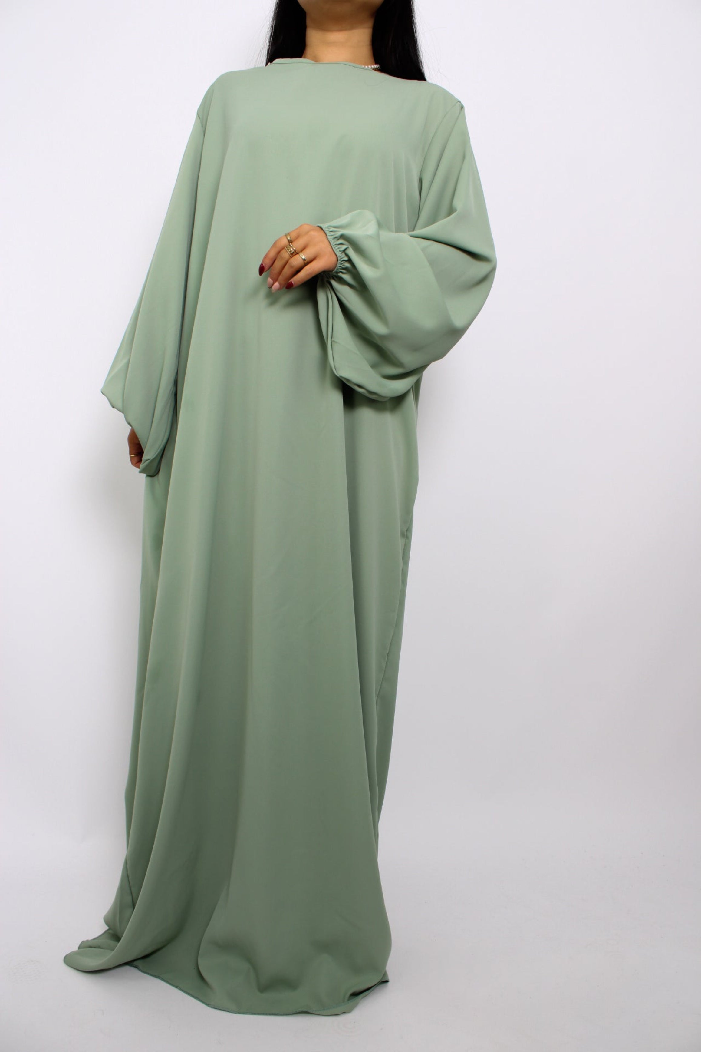 ''TALL'' SILKY ABAYA - MINT GREEN