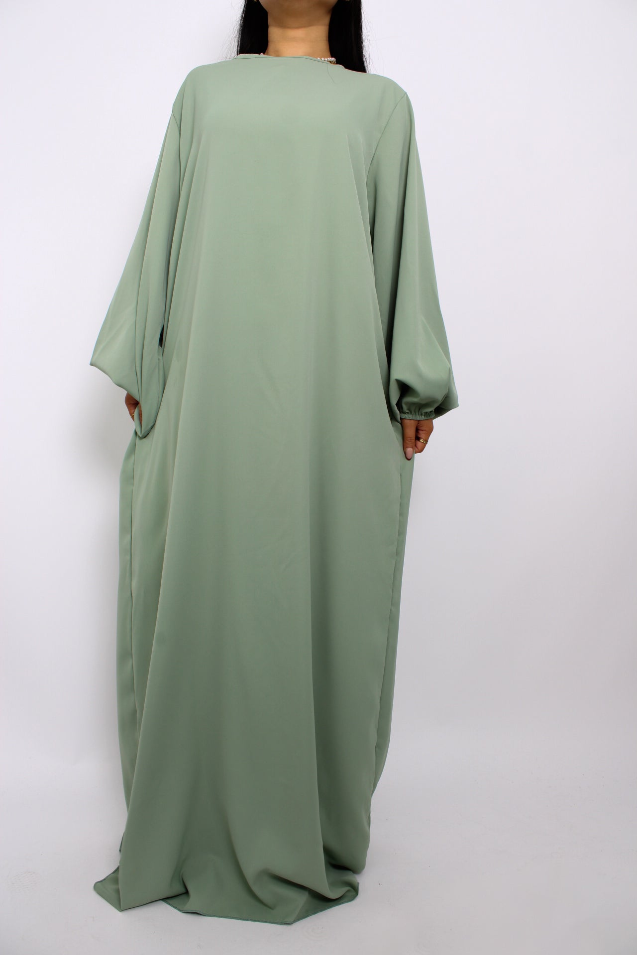 ''TALL'' SILKY ABAYA - MINT GREEN