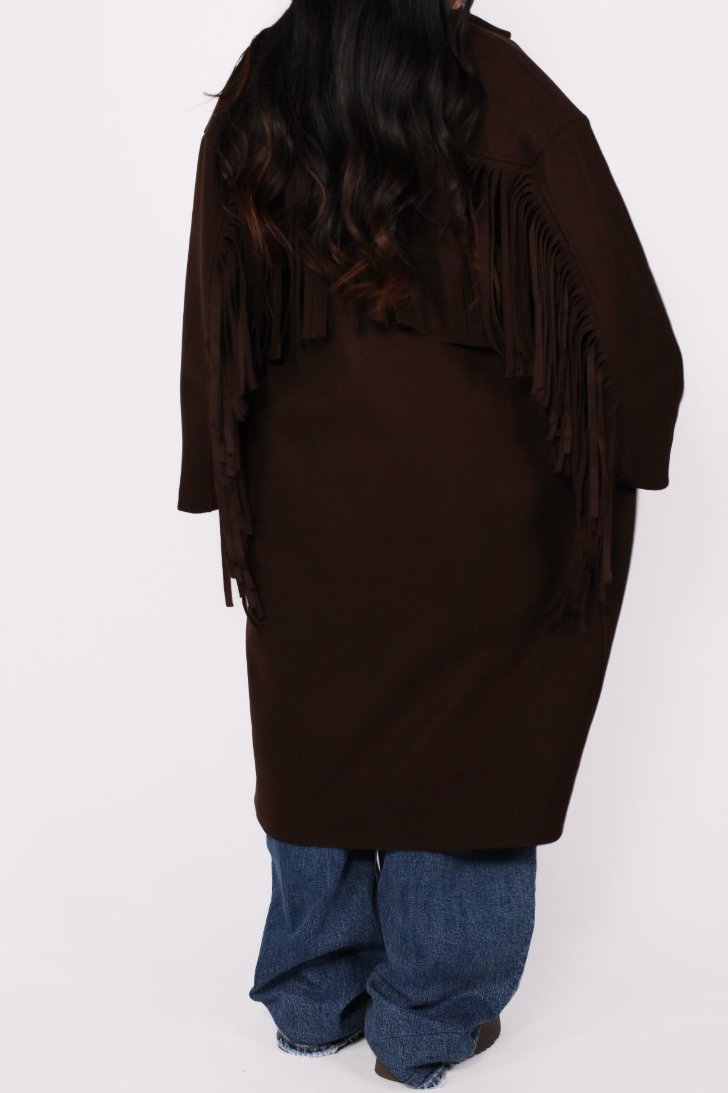 FRINGE FLOW TRENCHCOAT - DARK BROWN