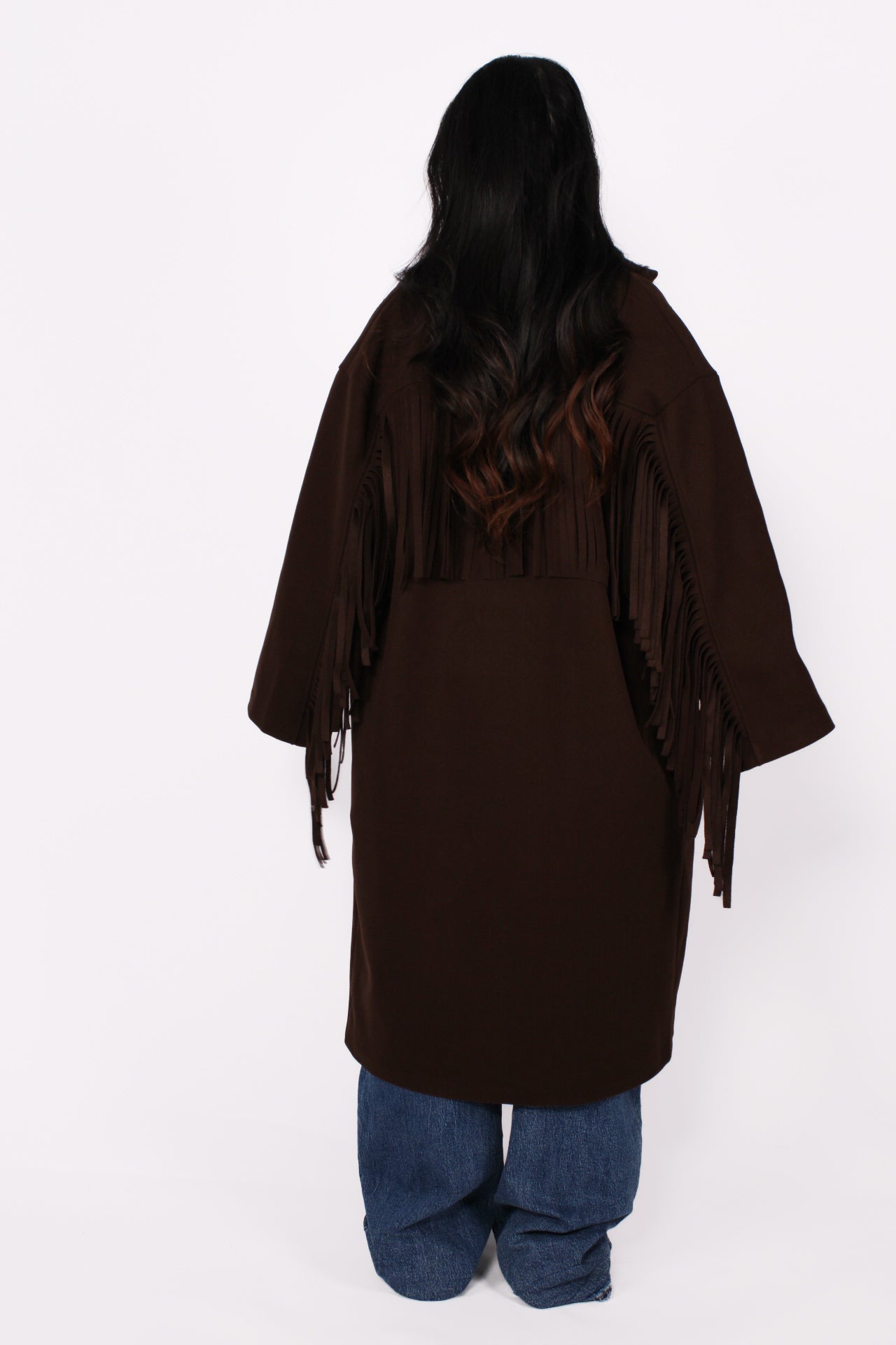 FRINGE FLOW TRENCHCOAT - DARK BROWN