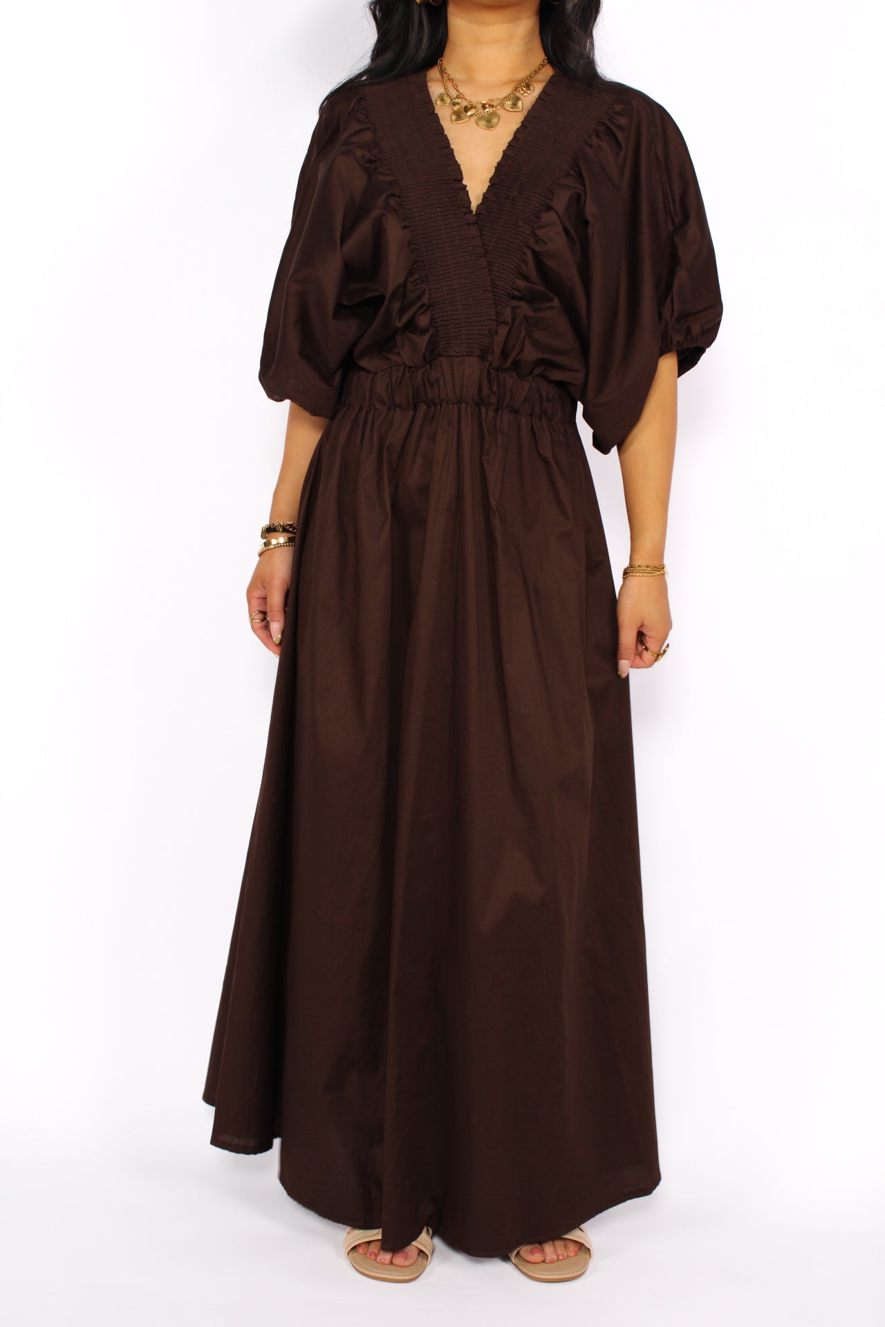 WHISPERS OF COTTON DRESS - BROWN