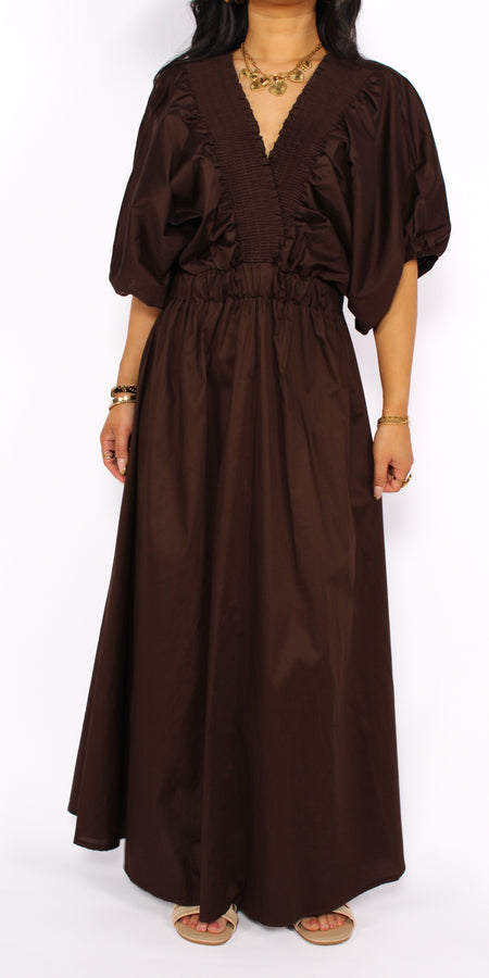 WHISPERS OF COTTON DRESS - BROWN