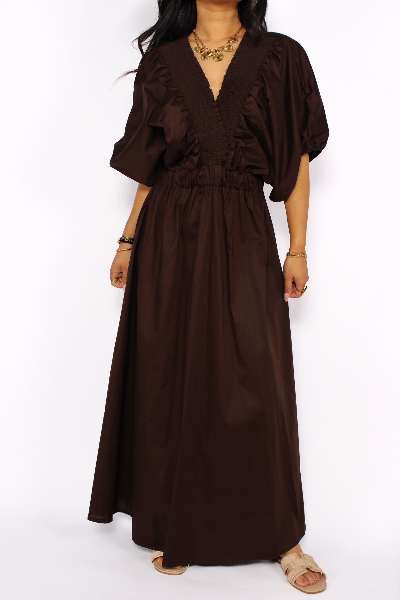 WHISPERS OF COTTON DRESS - BROWN