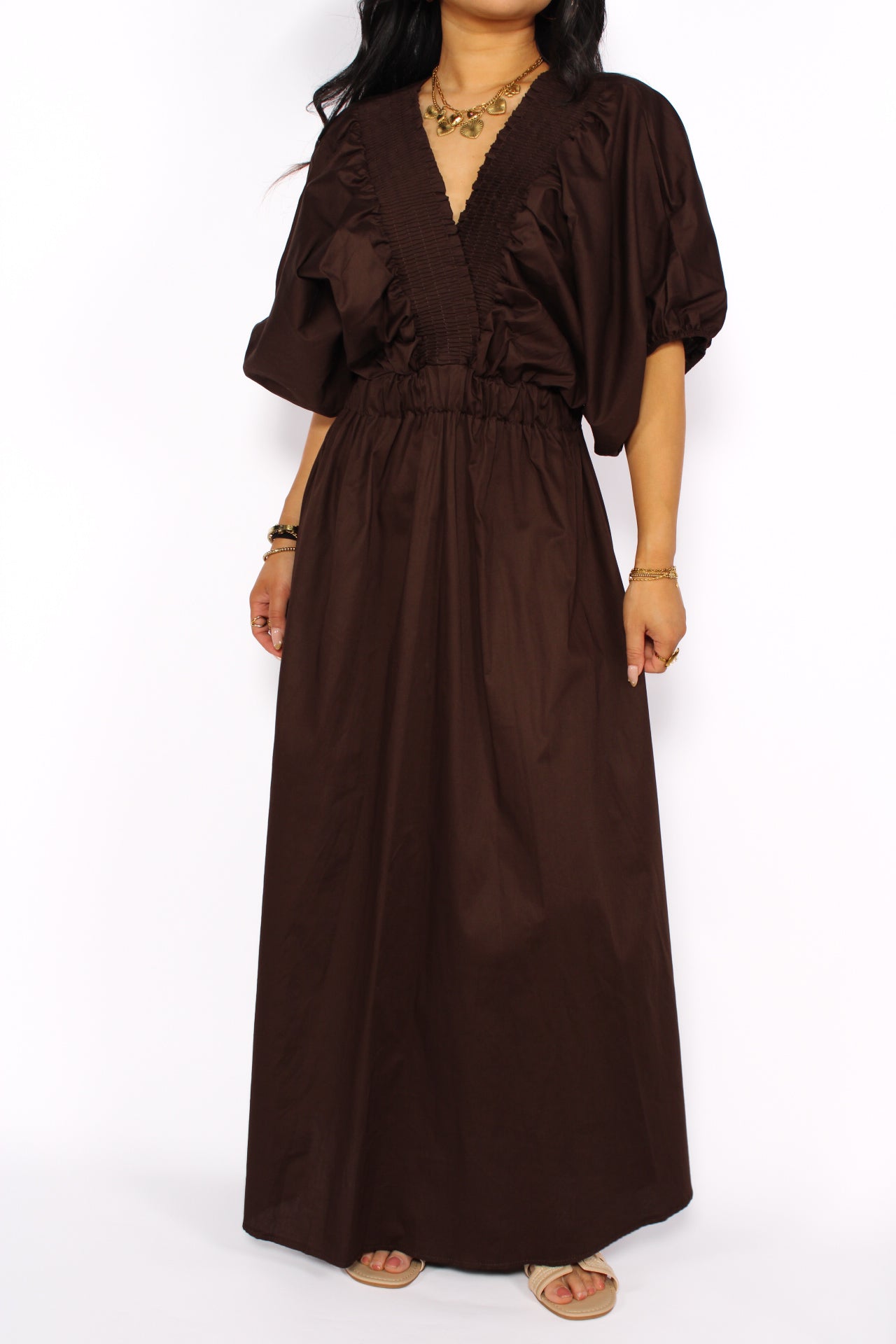 WHISPERS OF COTTON DRESS - BROWN
