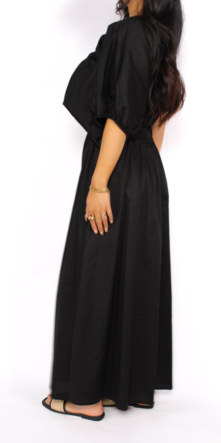 WHISPERS IN COTTON DRESS - BLACK