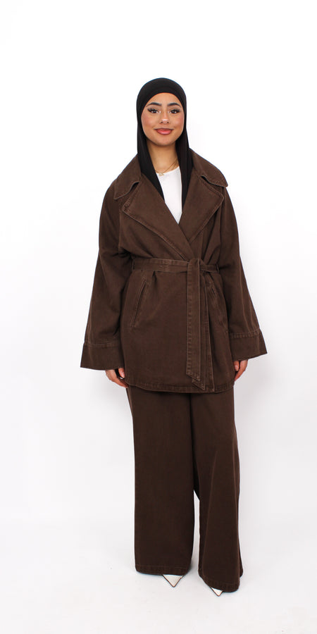 ESRA DENIM SET - BROWN