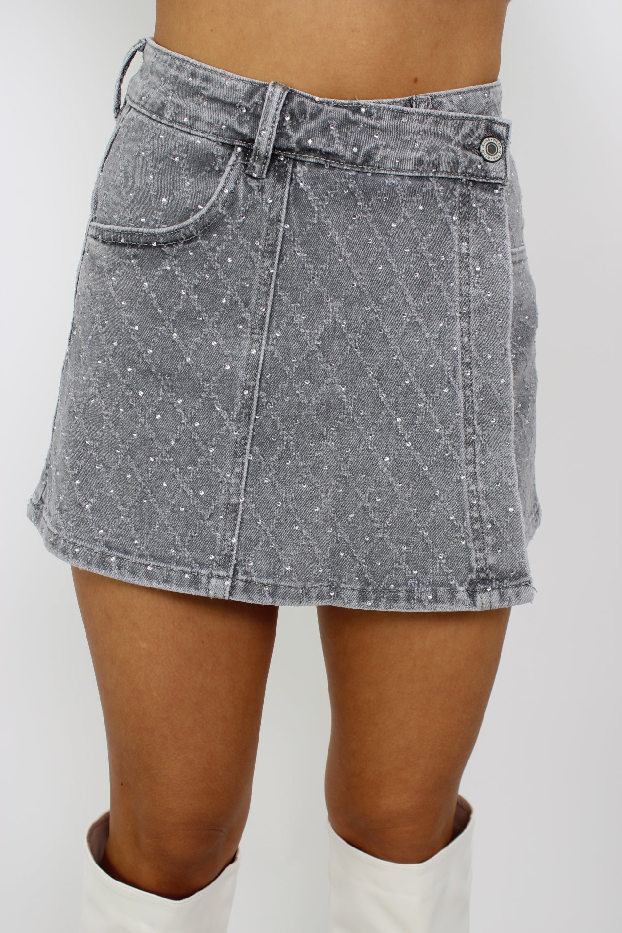 RHINESTONE SKORT 8570 - GREY