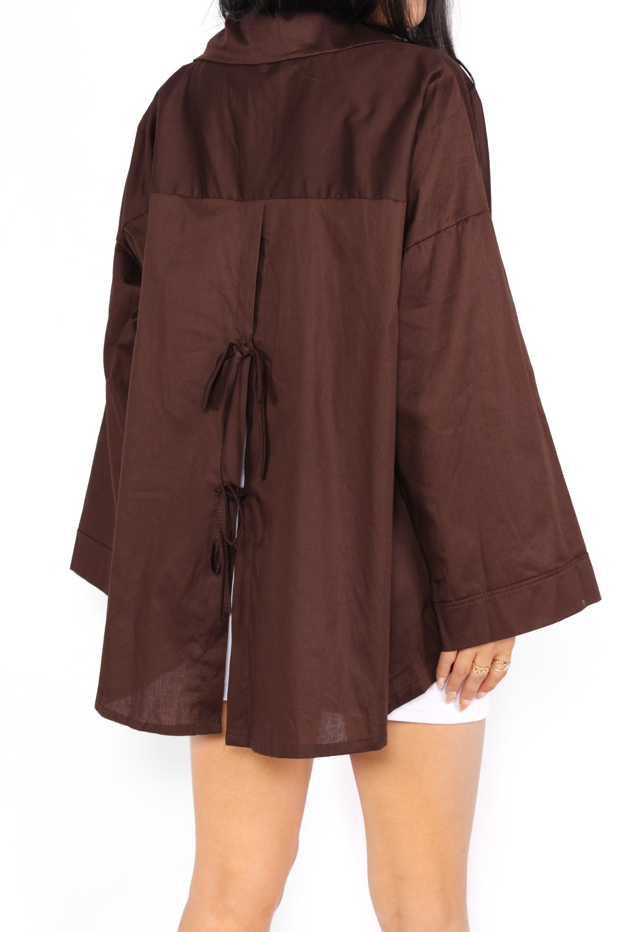 OVERSIZED BOW BLOUSE - CHOCO