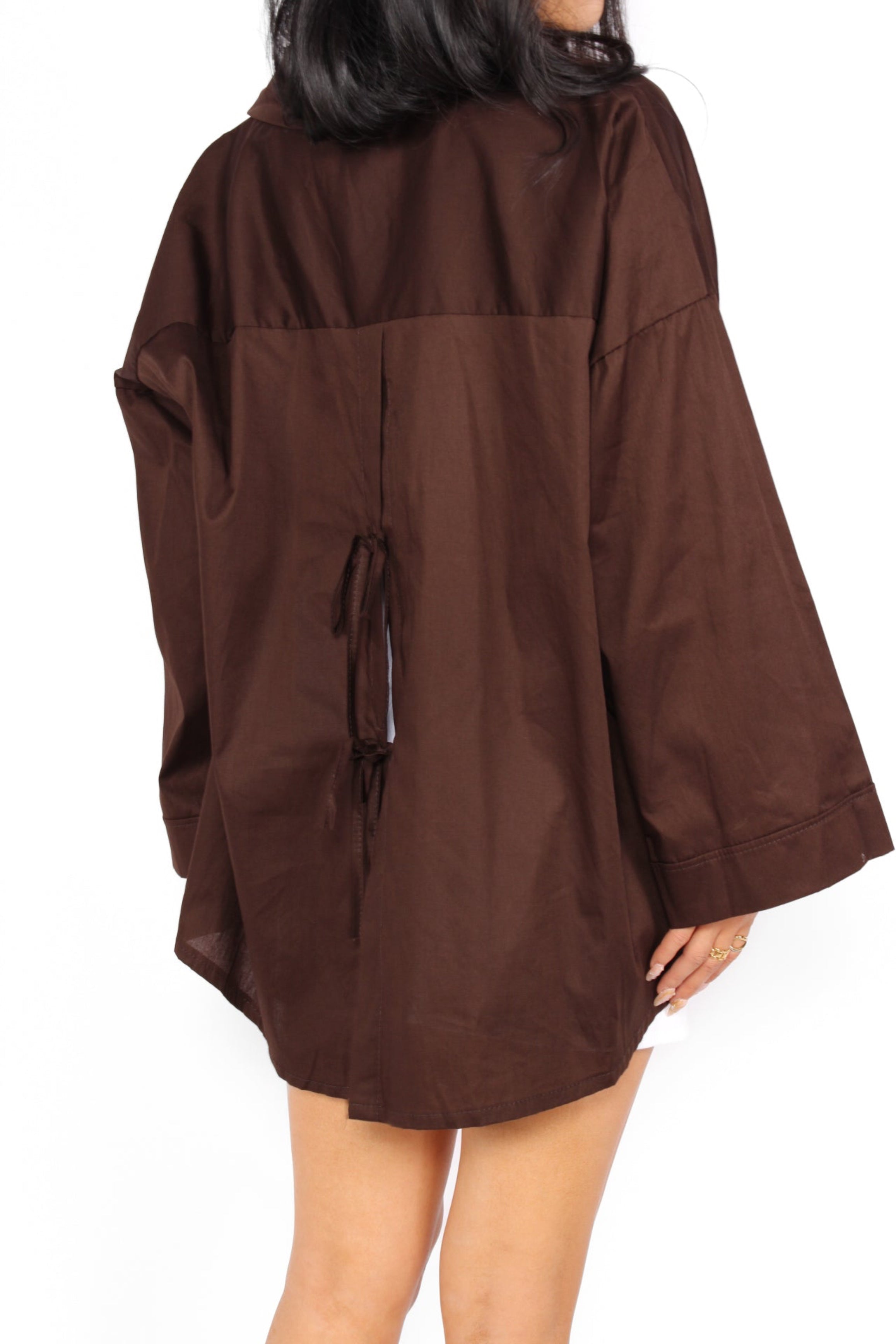OVERSIZED BOW BLOUSE - CHOCO