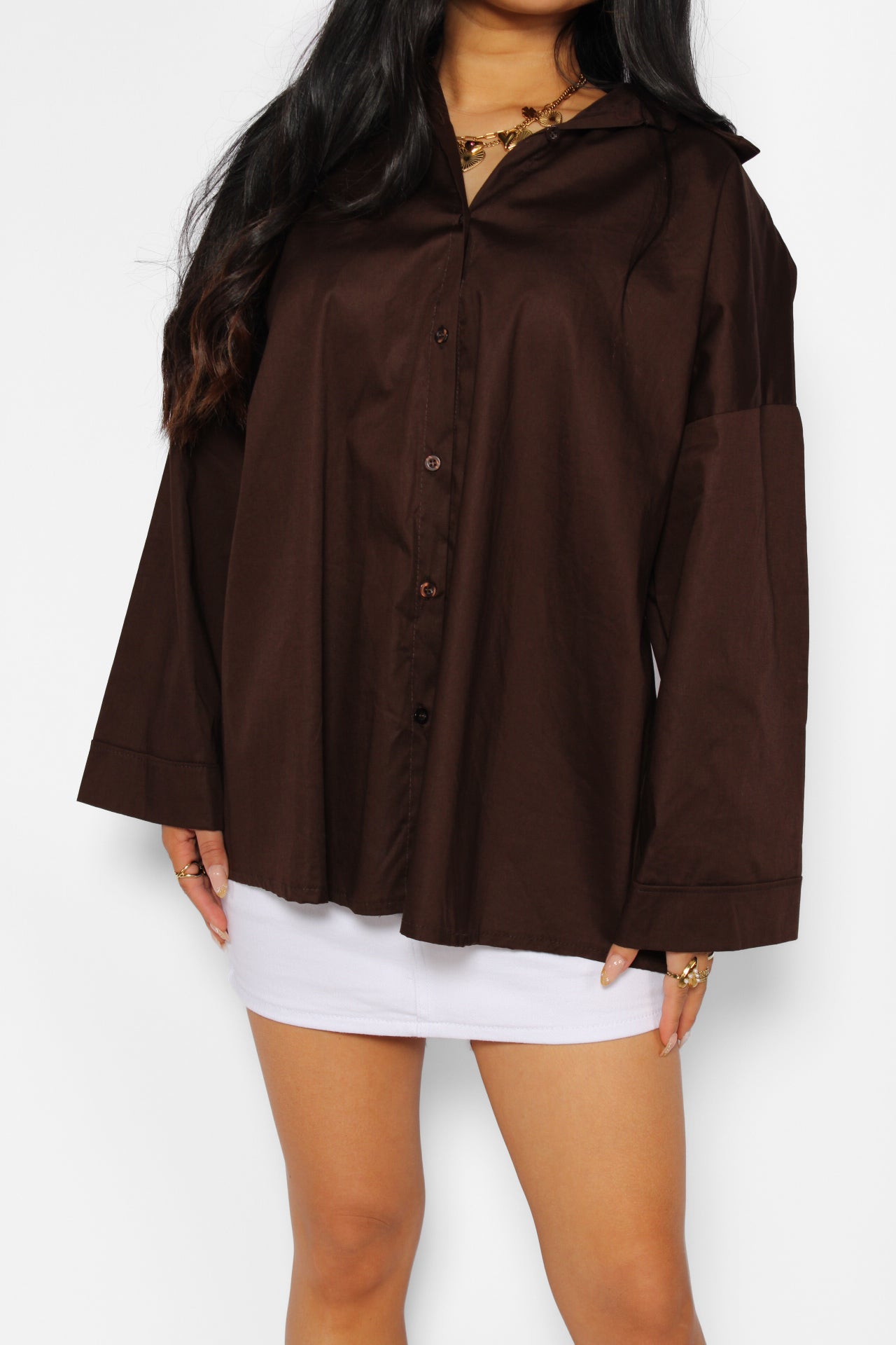 OVERSIZED BOW BLOUSE - CHOCO