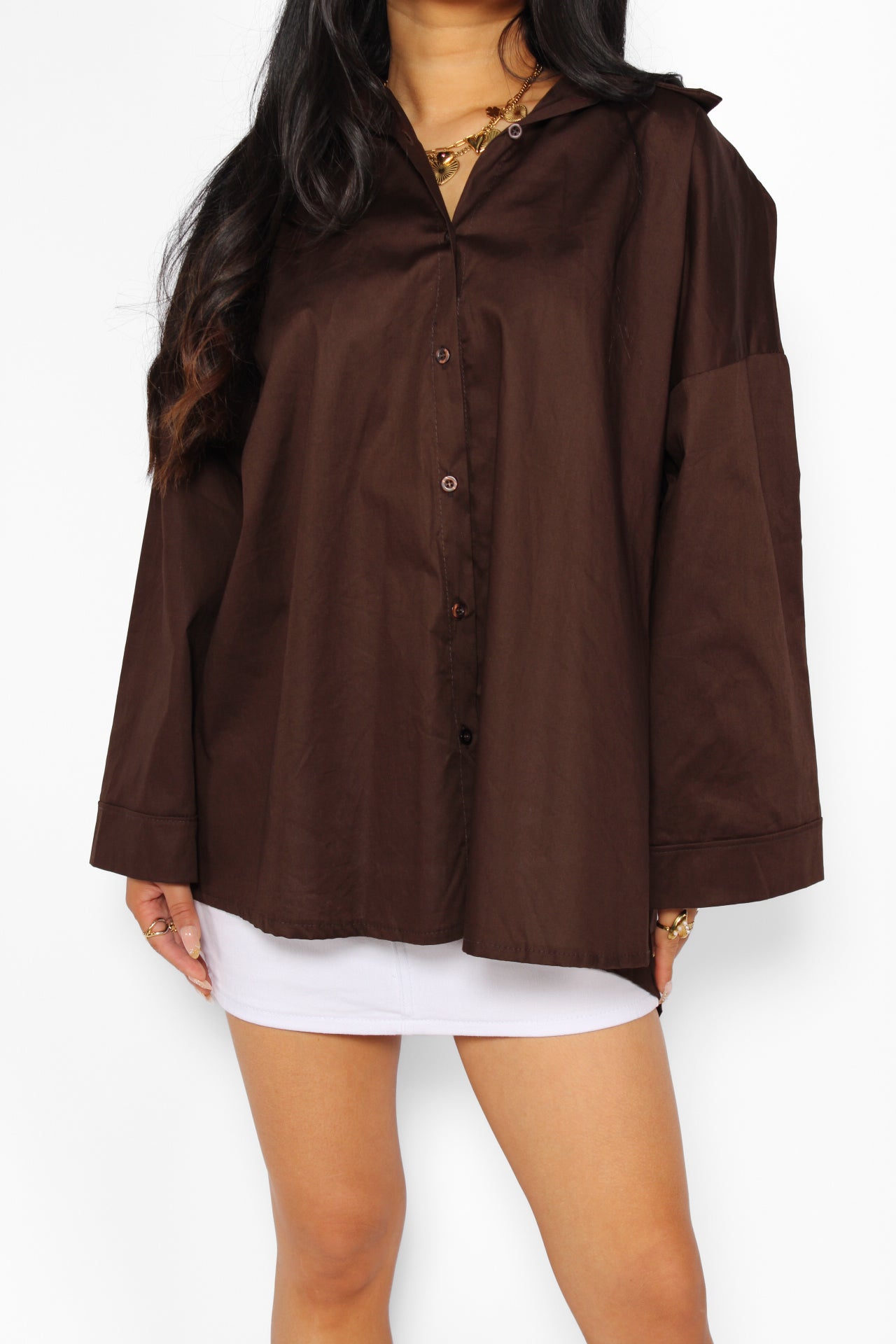 OVERSIZED BOW BLOUSE - CHOCO