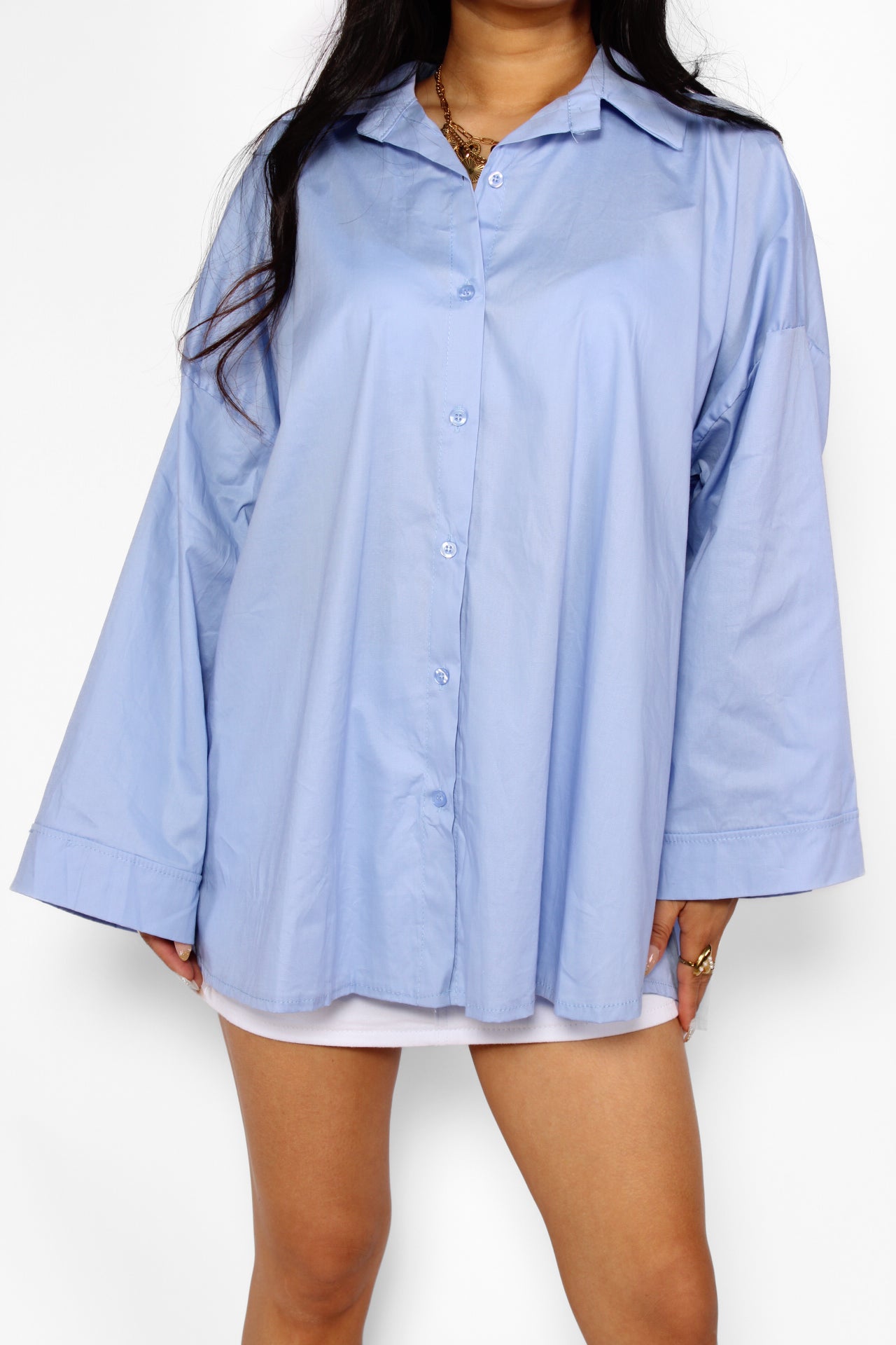 OVERSIZED BOW BLOUSE - BLUE