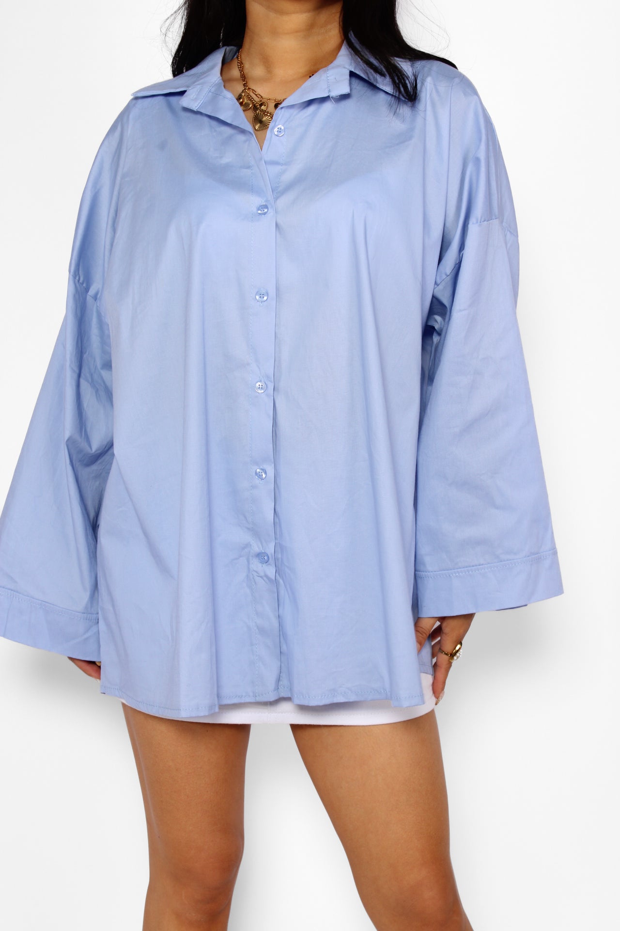 OVERSIZED BOW BLOUSE - BLUE