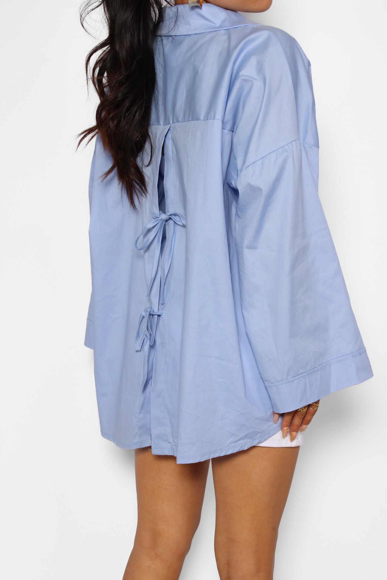OVERSIZED BOW BLOUSE - BLUE