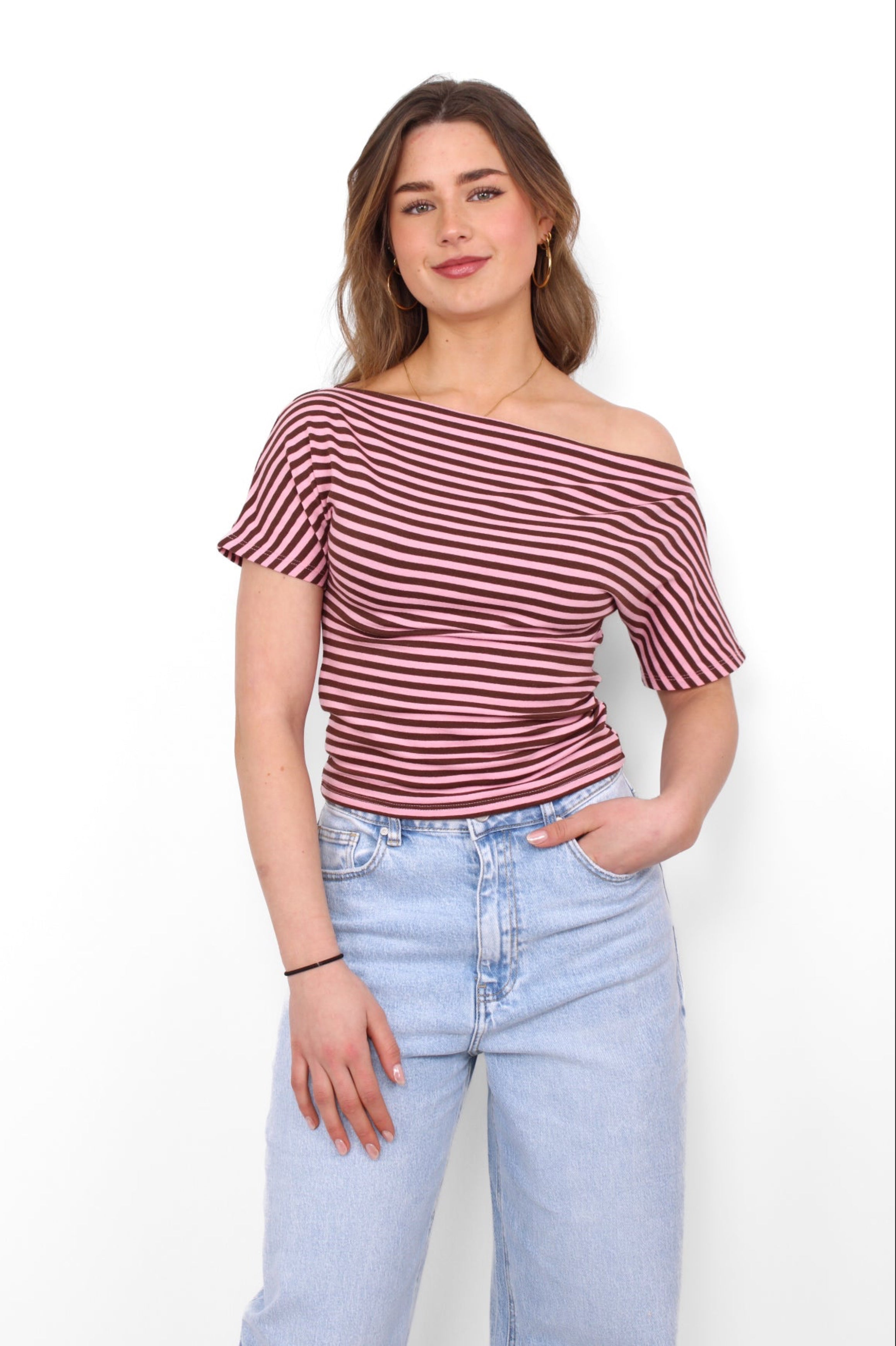 CHLOE STRIPE TOP - BORDEAUX