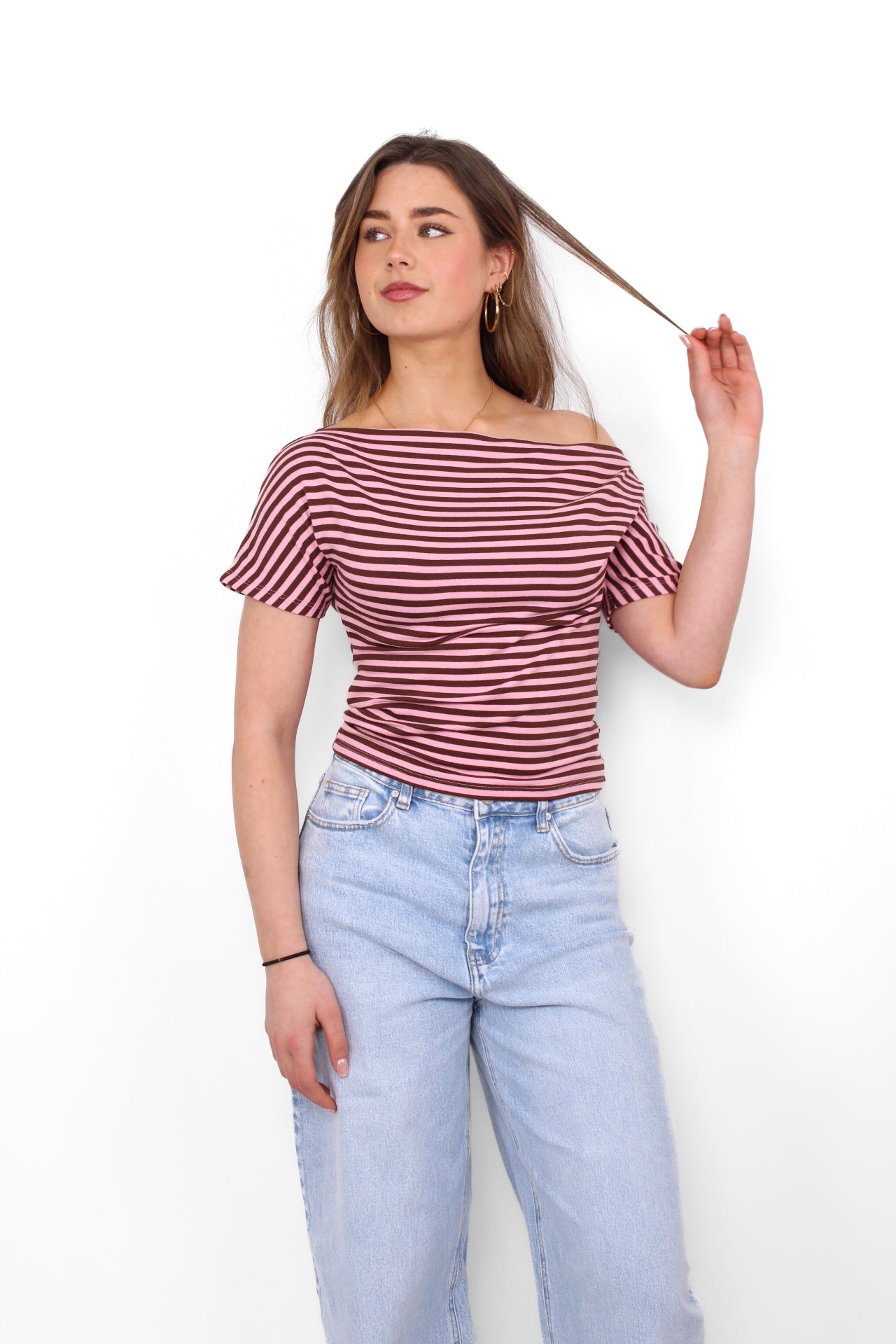 CHLOE STRIPE TOP - BORDEAUX