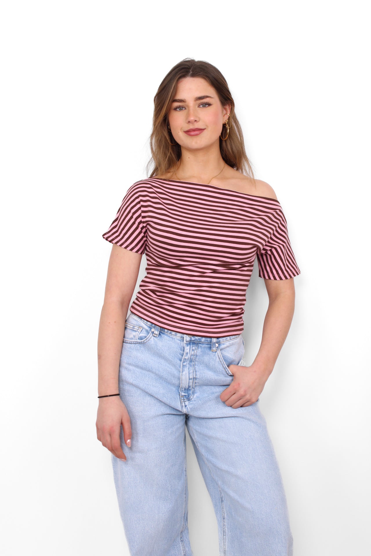CHLOE STRIPE TOP - BORDEAUX