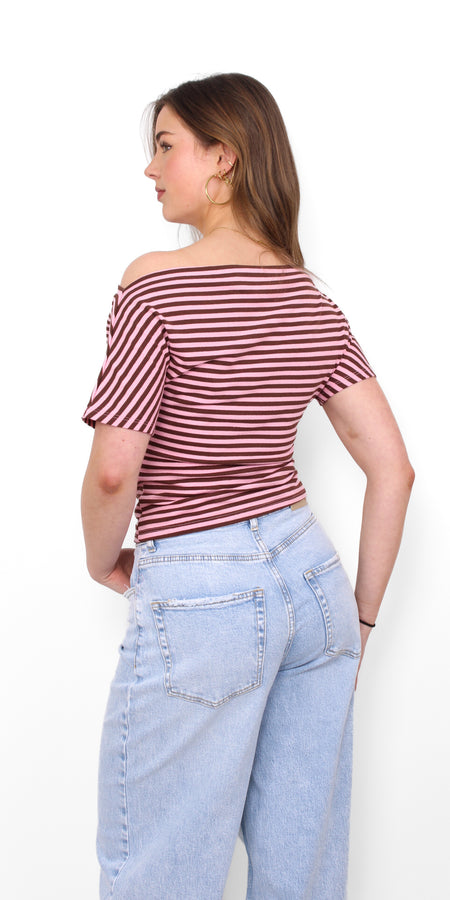 CHLOE STRIPE TOP - BORDEAUX