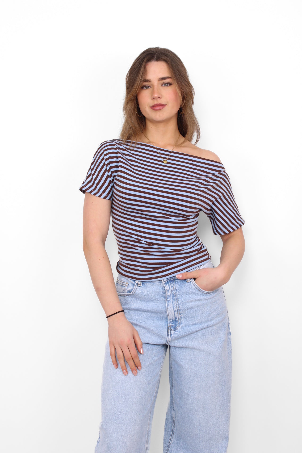 CHLOE STRIPE TOP - BROWN