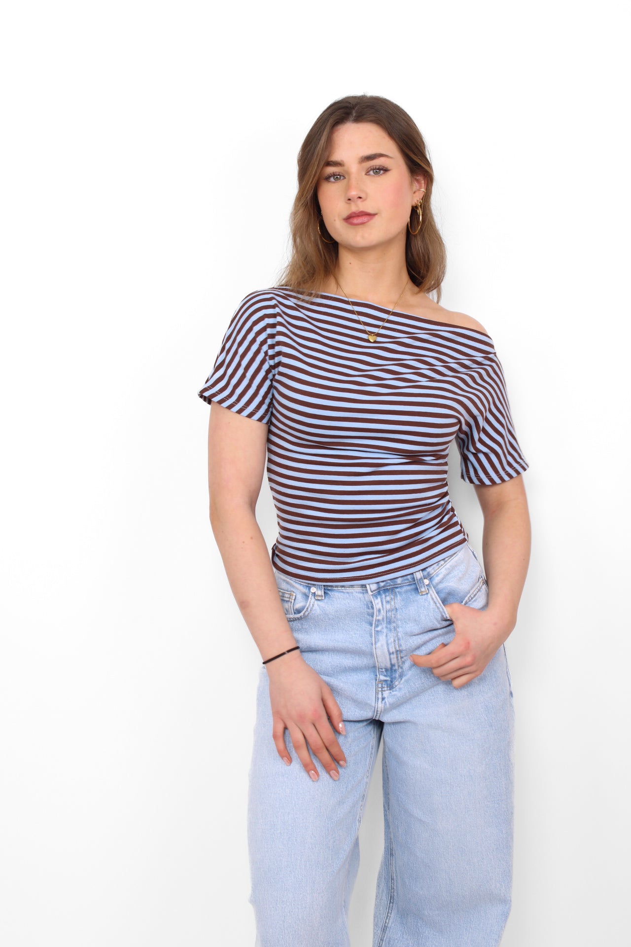 CHLOE STRIPE TOP - BROWN