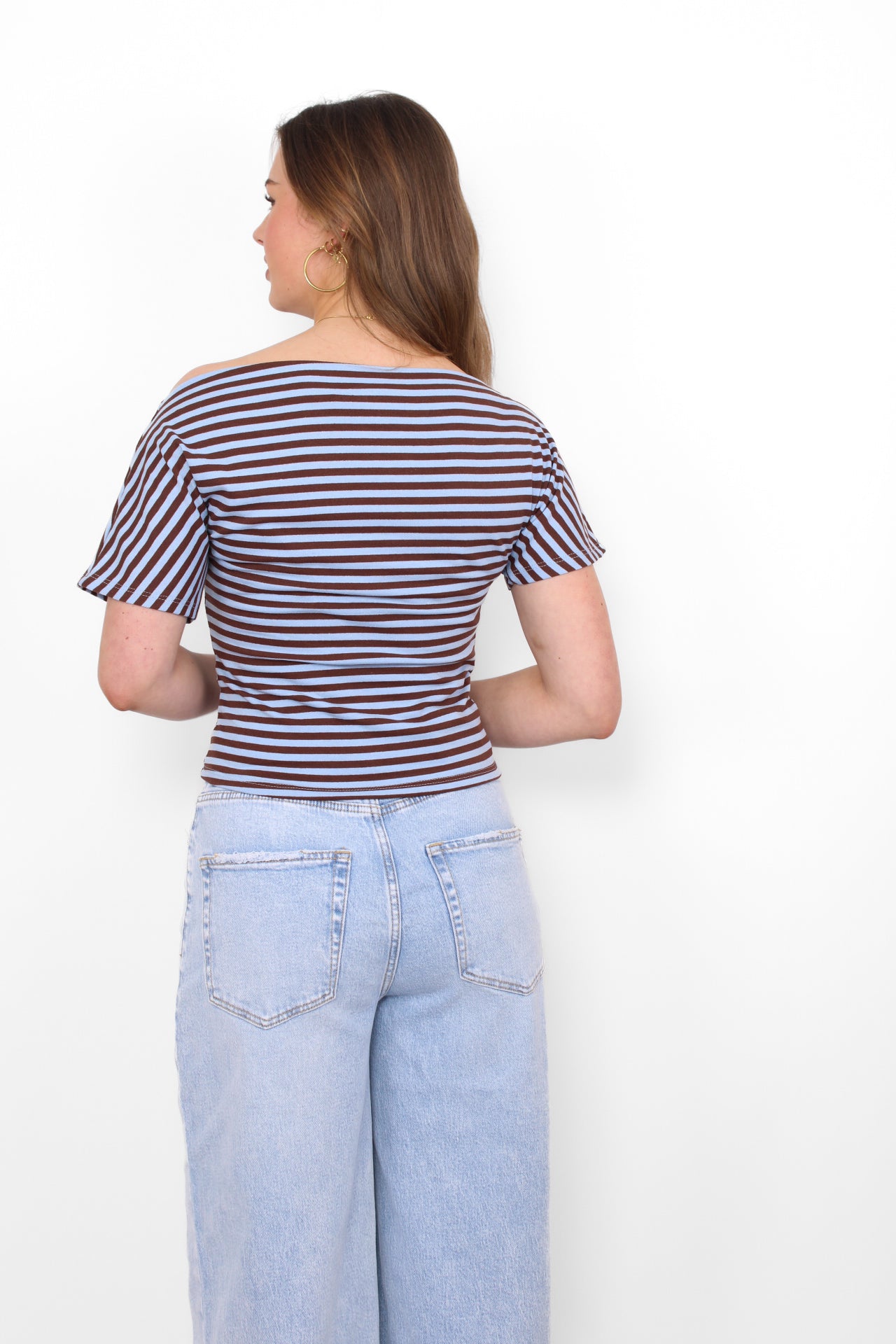 CHLOE STRIPE TOP - BROWN