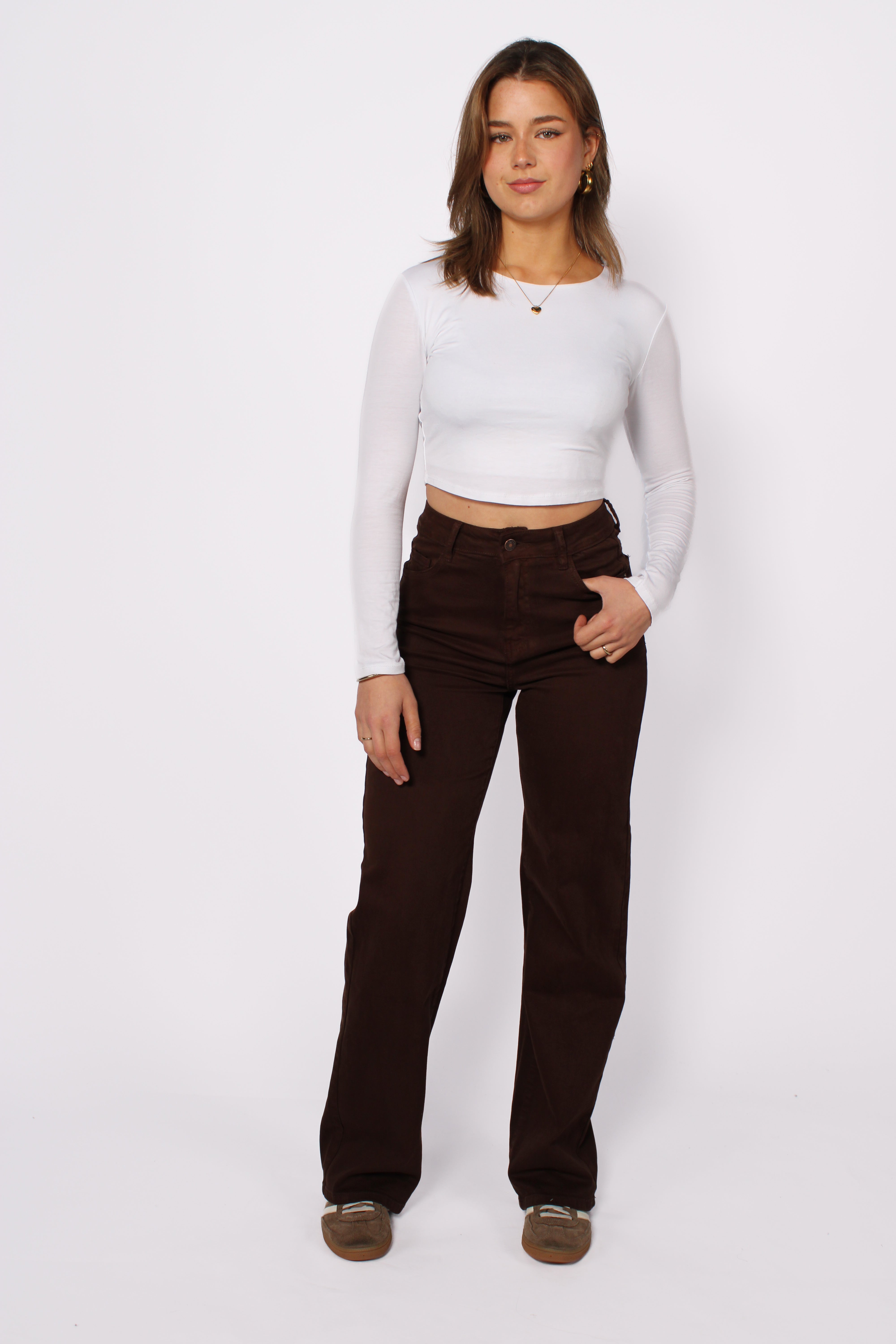 ''TALL'' WIDE LEG JEANS 986-19 - BROWN
