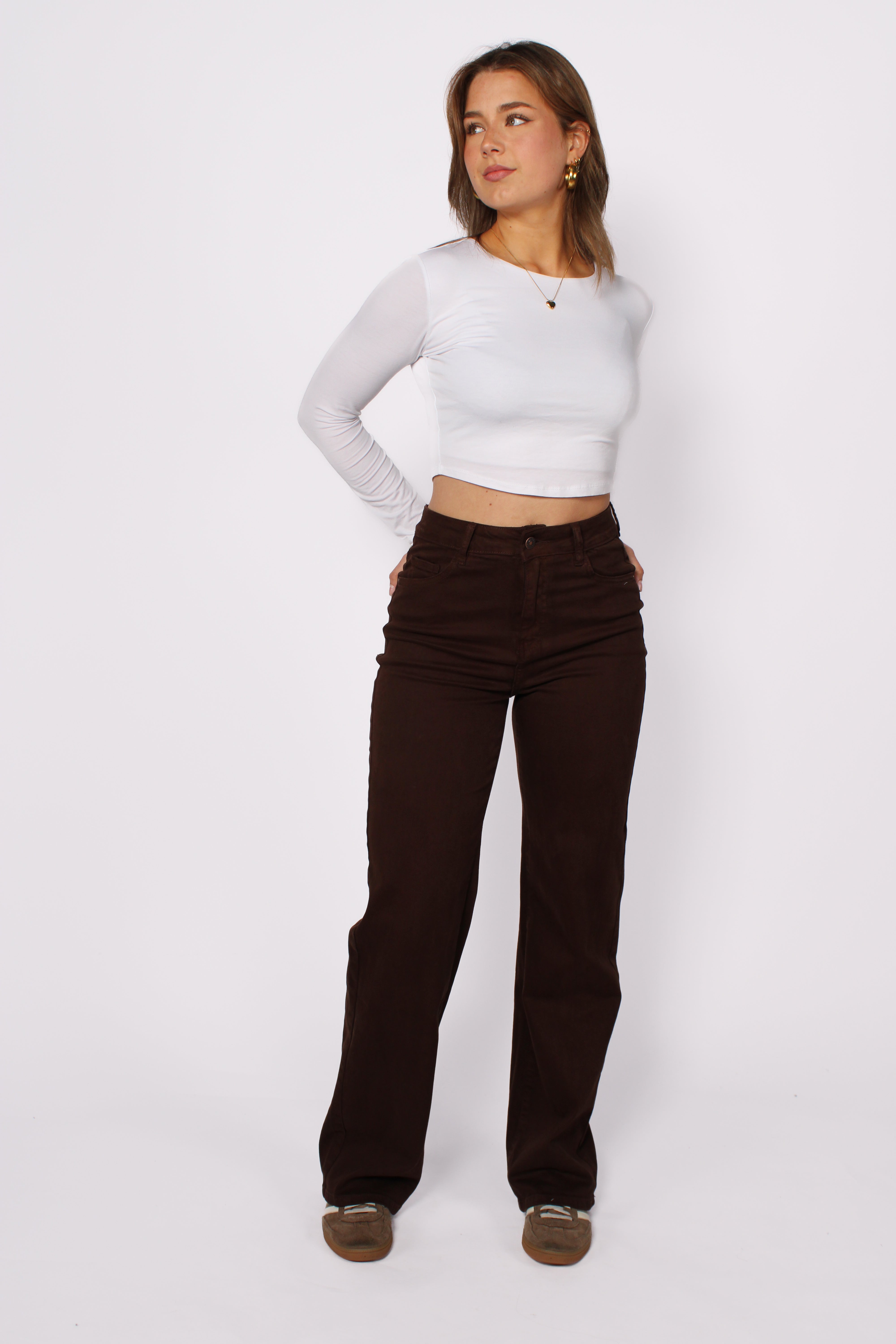 ''TALL'' WIDE LEG JEANS 986-19 - BROWN
