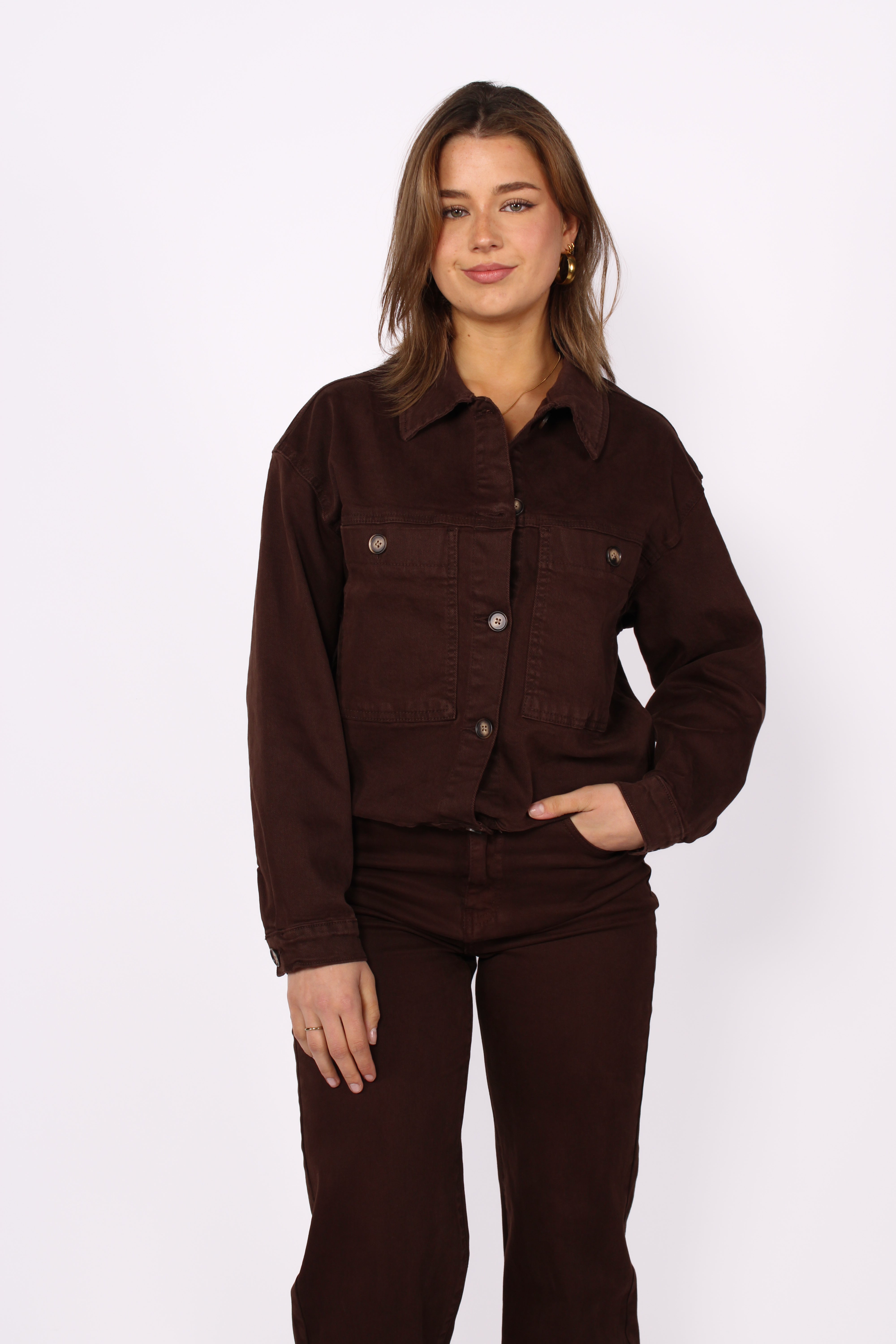 DENIM JACKET 698 - BROWN