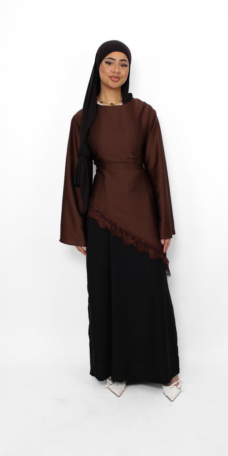 NOOR LACE DRESS - BROWN