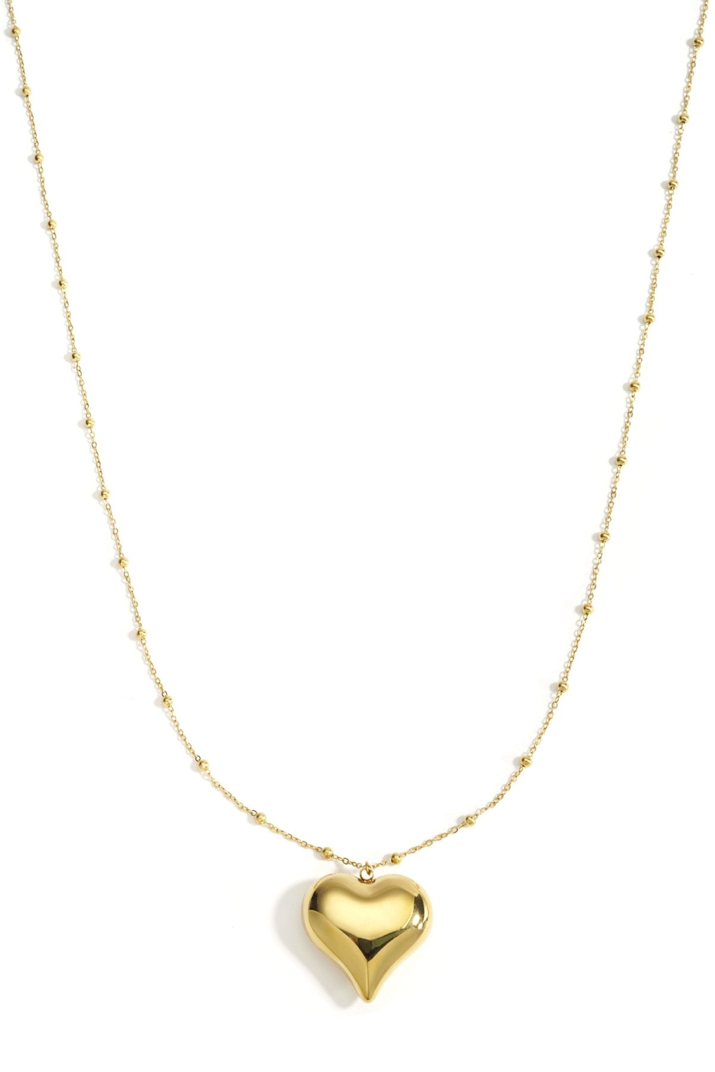''EXTRA LONG'' HEART NECKLACE - GOLD