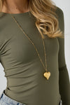 ''EXTRA LONG'' HEART NECKLACE - GOLD