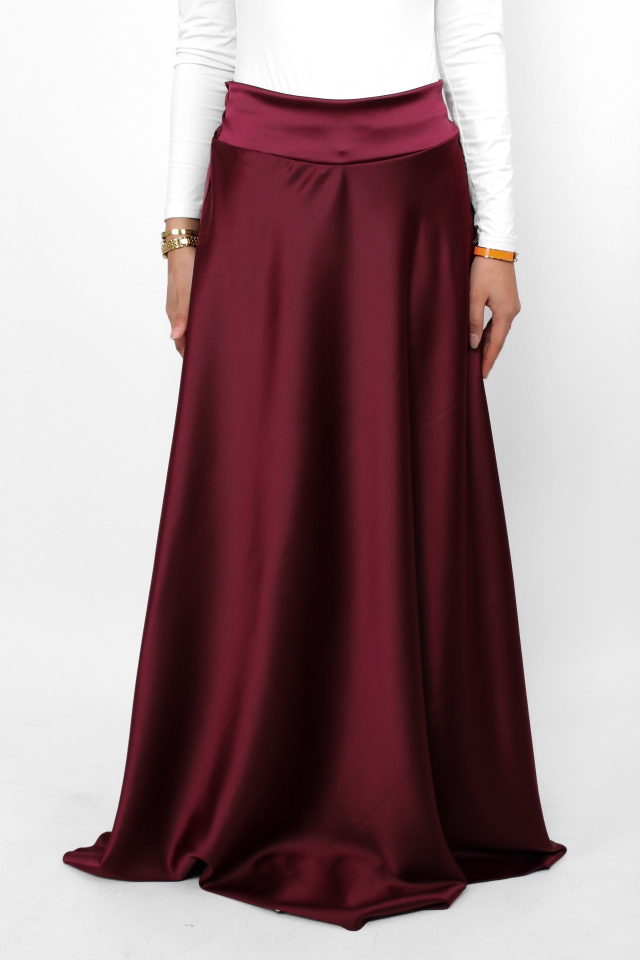 ''TALL'' SATIN MAXI SKIRT - BORDEAUX