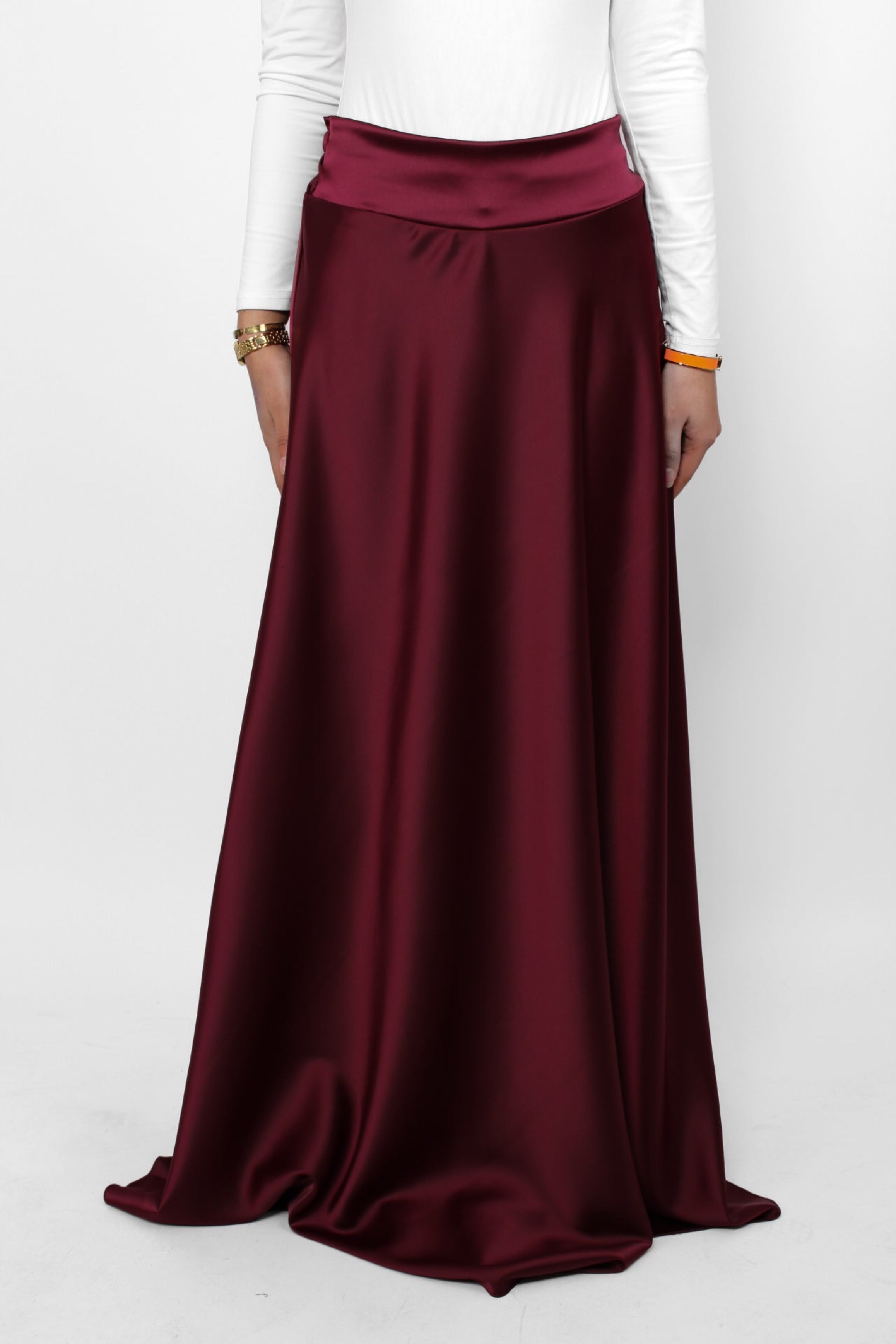 ''TALL'' SATIN MAXI SKIRT - BORDEAUX