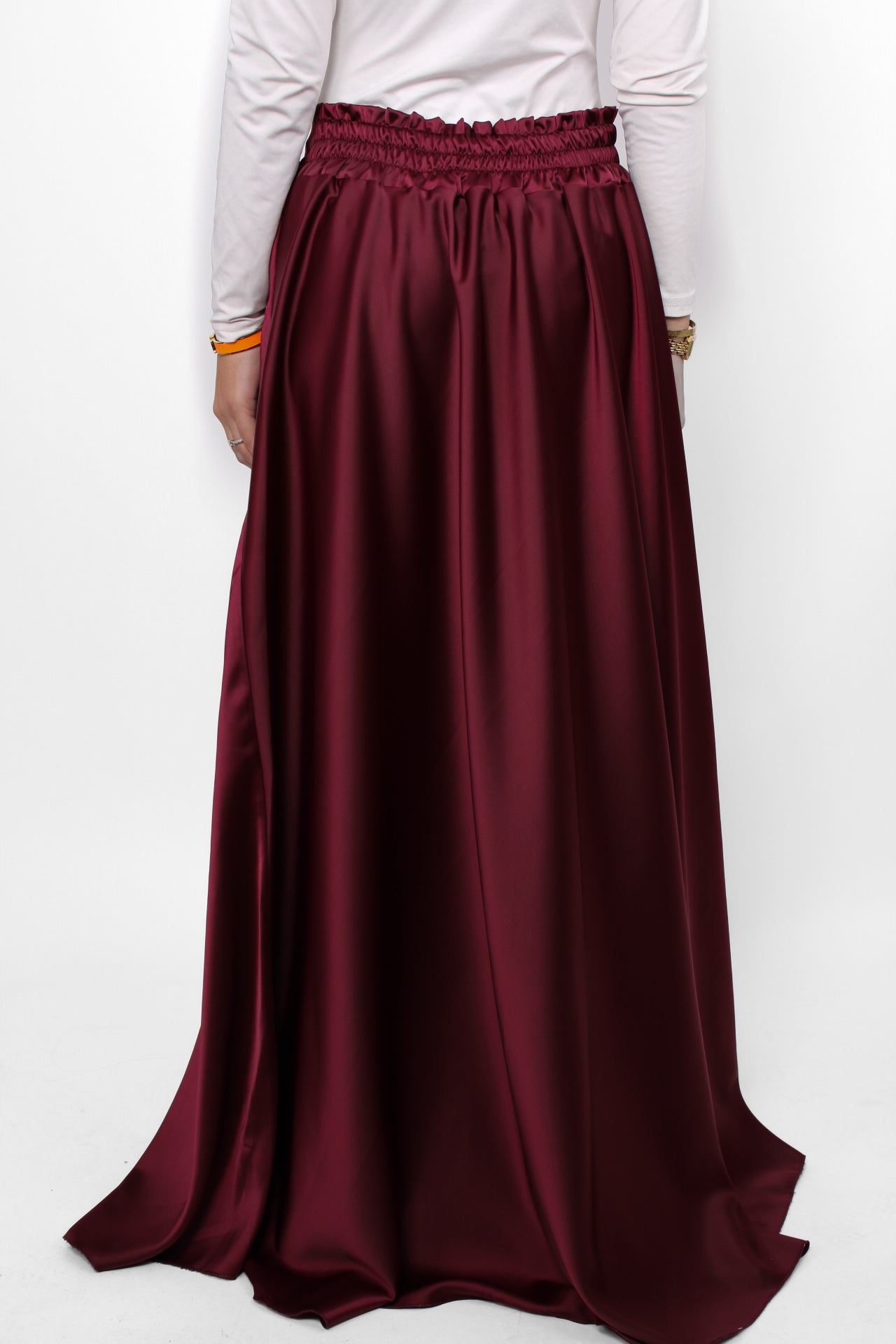 ''TALL'' SATIN MAXI SKIRT - BORDEAUX