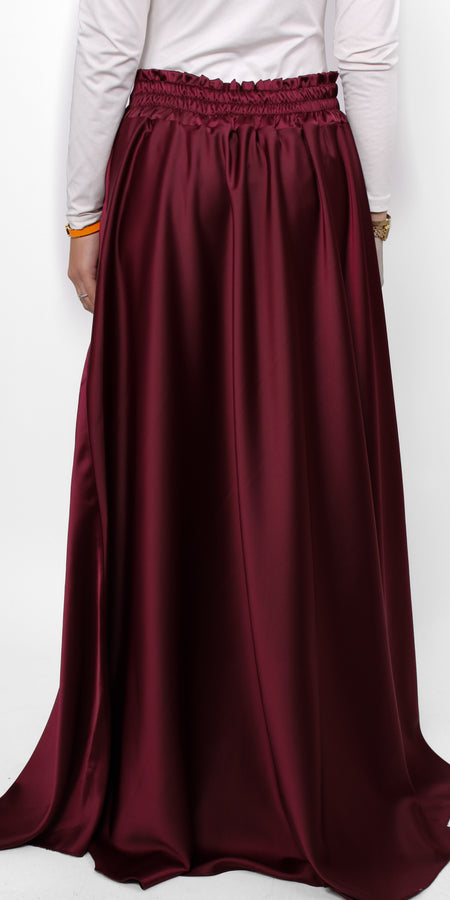 ''TALL'' SATIN MAXI SKIRT - BORDEAUX