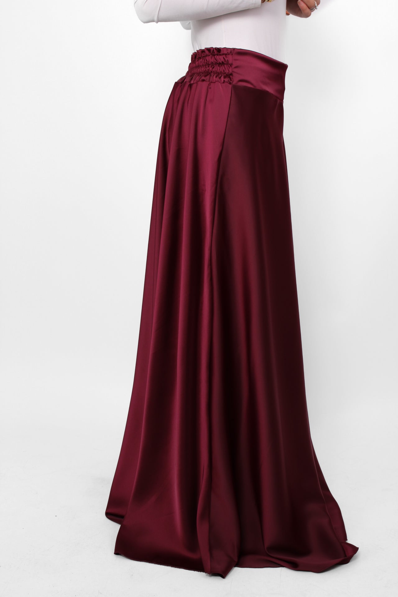''TALL'' SATIN MAXI SKIRT - BORDEAUX