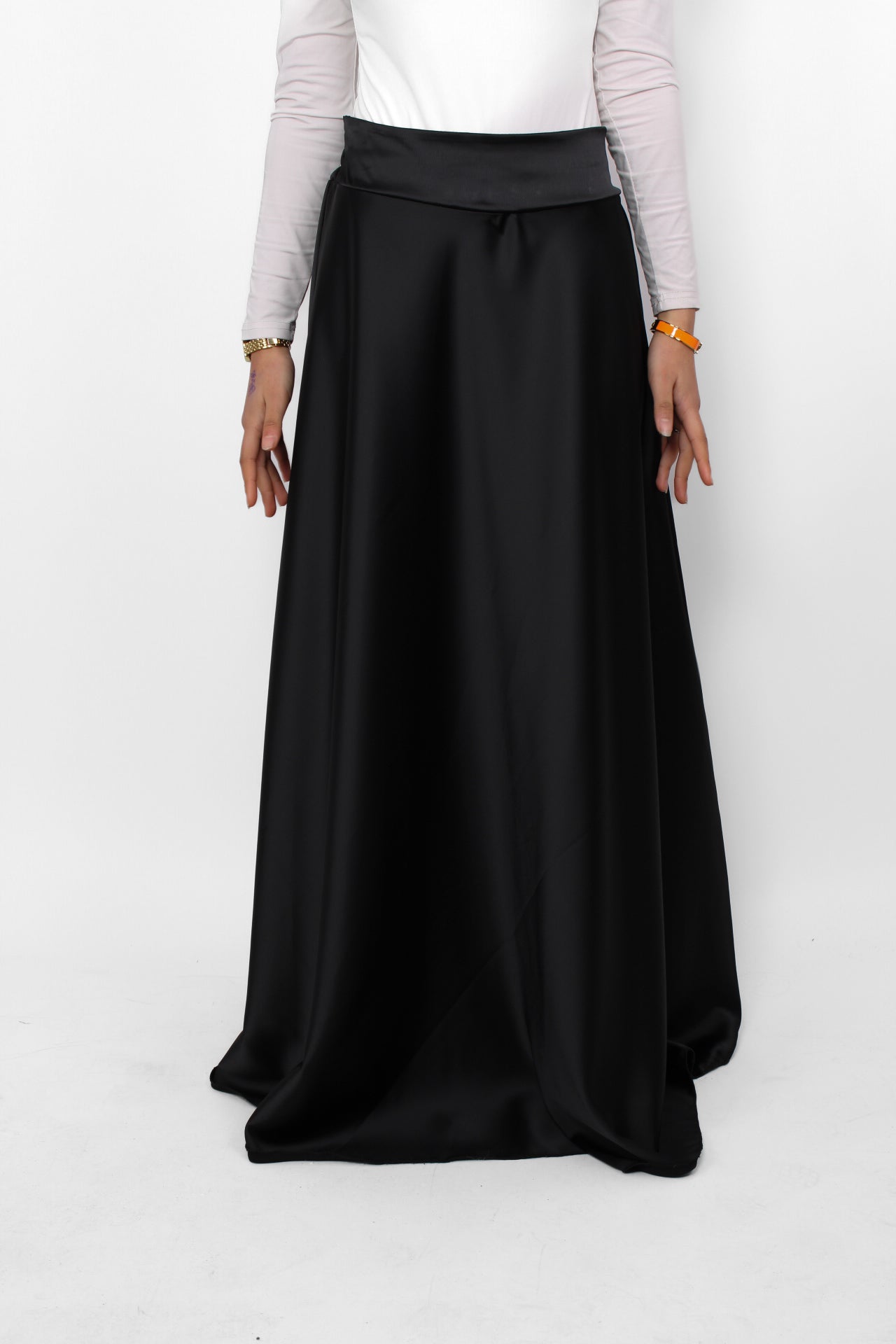 ''TALL'' SATIN MAXI SKIRT - BLACK