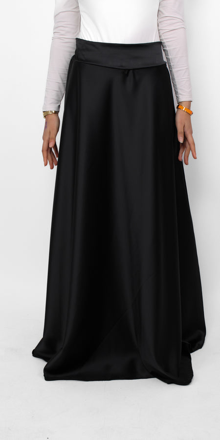 ''TALL'' SATIN MAXI SKIRT - BLACK