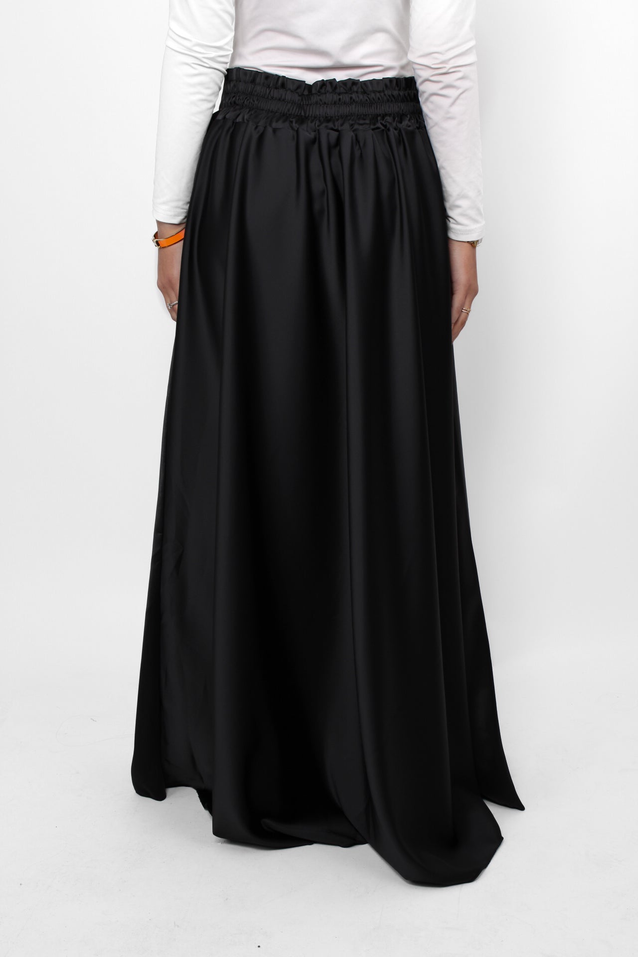''TALL'' SATIN MAXI SKIRT - BLACK