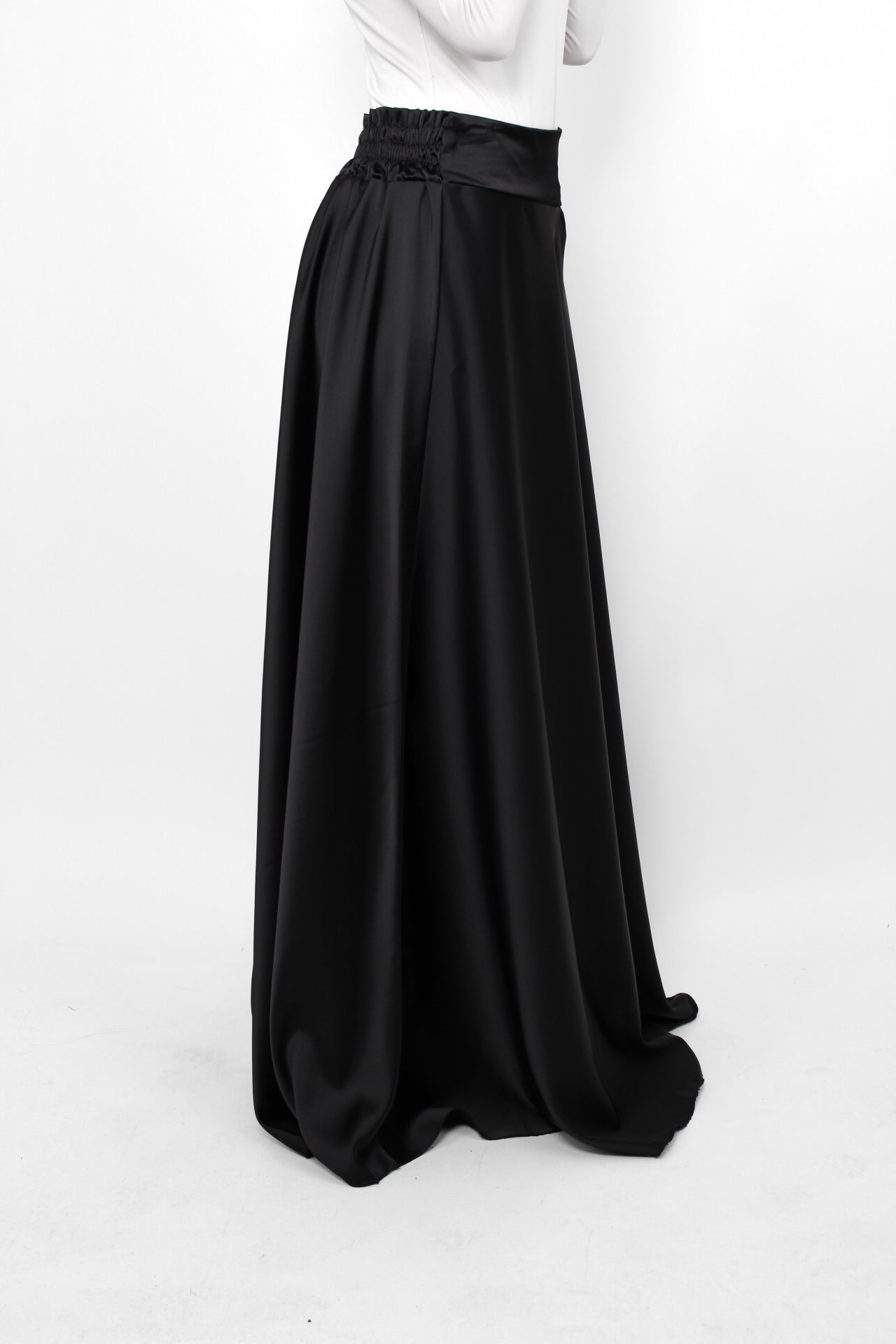 ''TALL'' SATIN MAXI SKIRT - BLACK