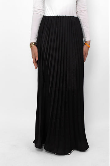 PLISSE MAXI SKIRT - BLACK