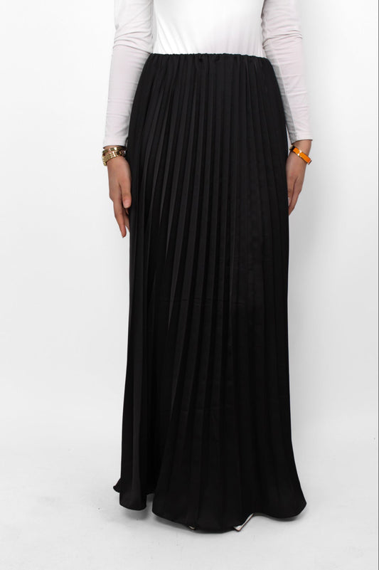 PLISSE MAXI SKIRT - BLACK