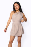 ZARA ONE SHOULDER PLAYSUIT - TAUPE