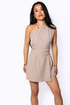 ZARA ONE SHOULDER PLAYSUIT - TAUPE