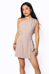 ZARA ONE SHOULDER PLAYSUIT - TAUPE