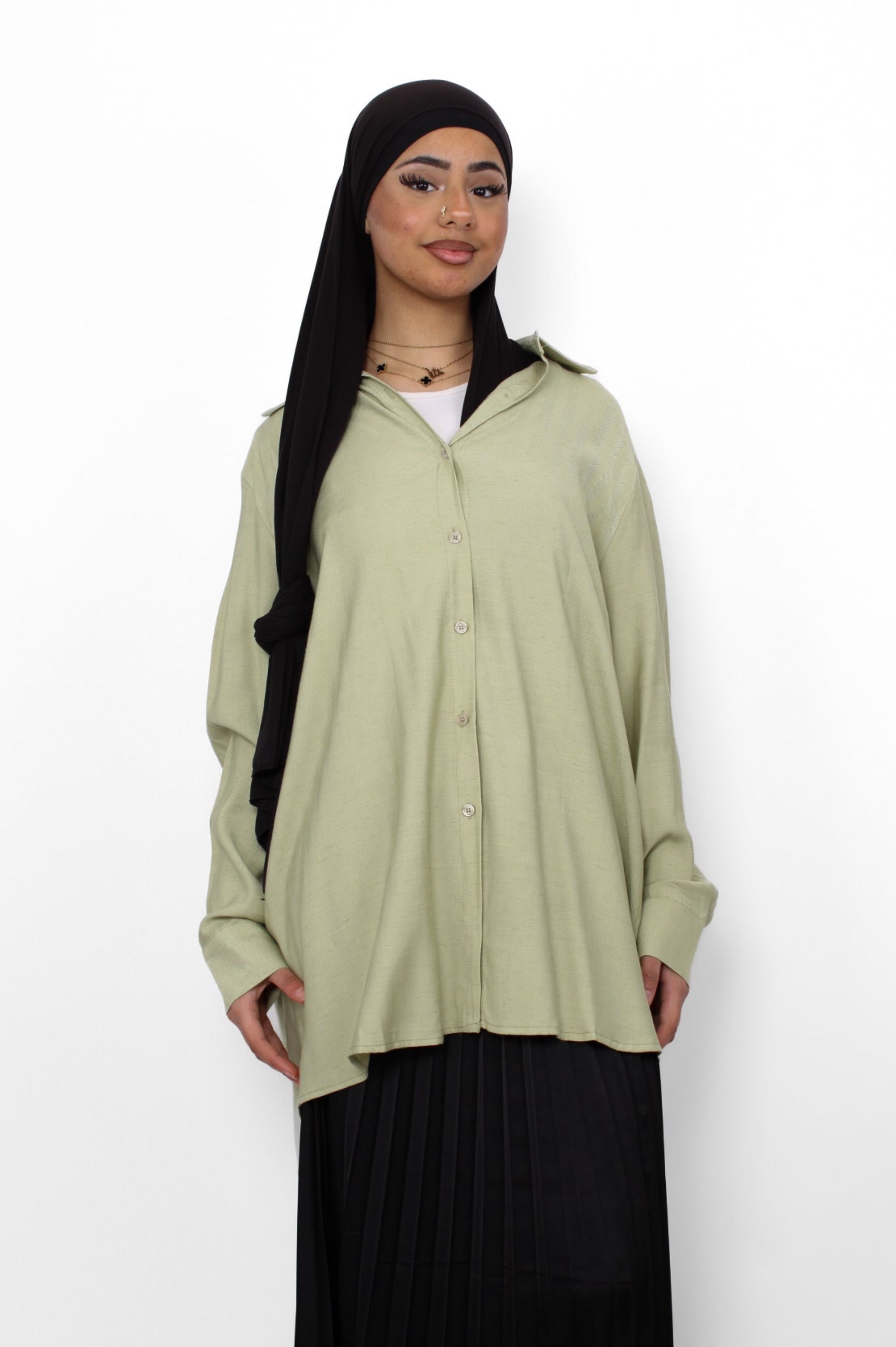 BASIC OVERSIZED BLOUSE - LIGHT GREEN