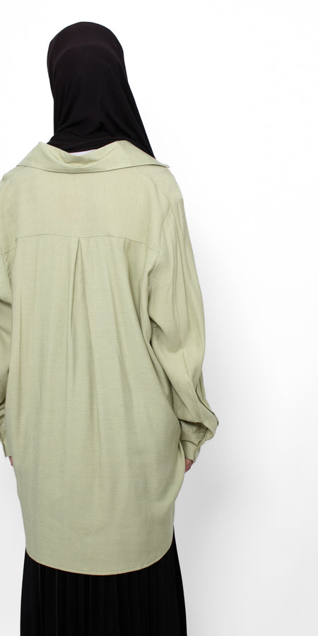 BASIC OVERSIZED BLOUSE - LIGHT GREEN