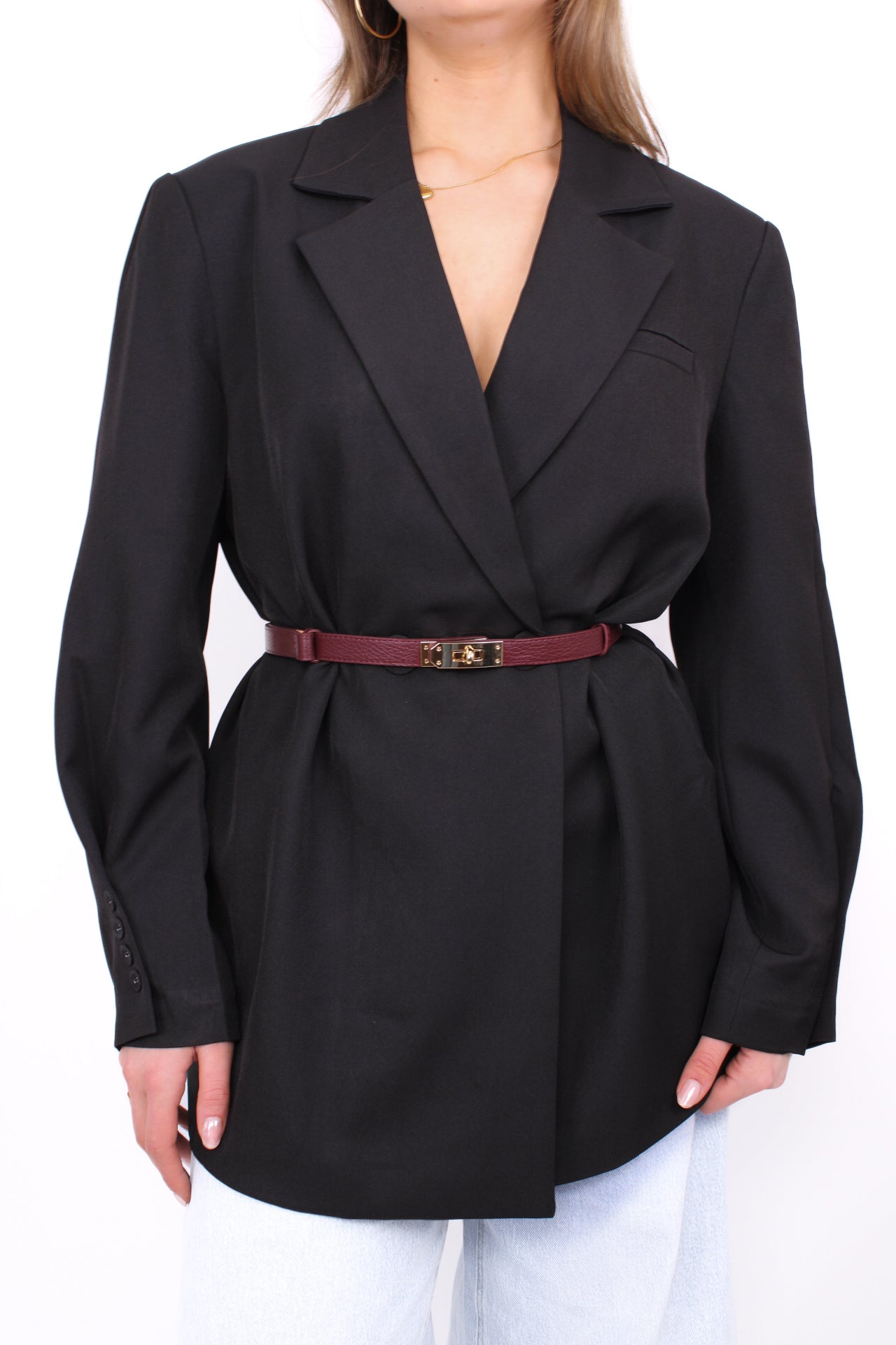 REAL LEATHER BELT - BORDEAUX